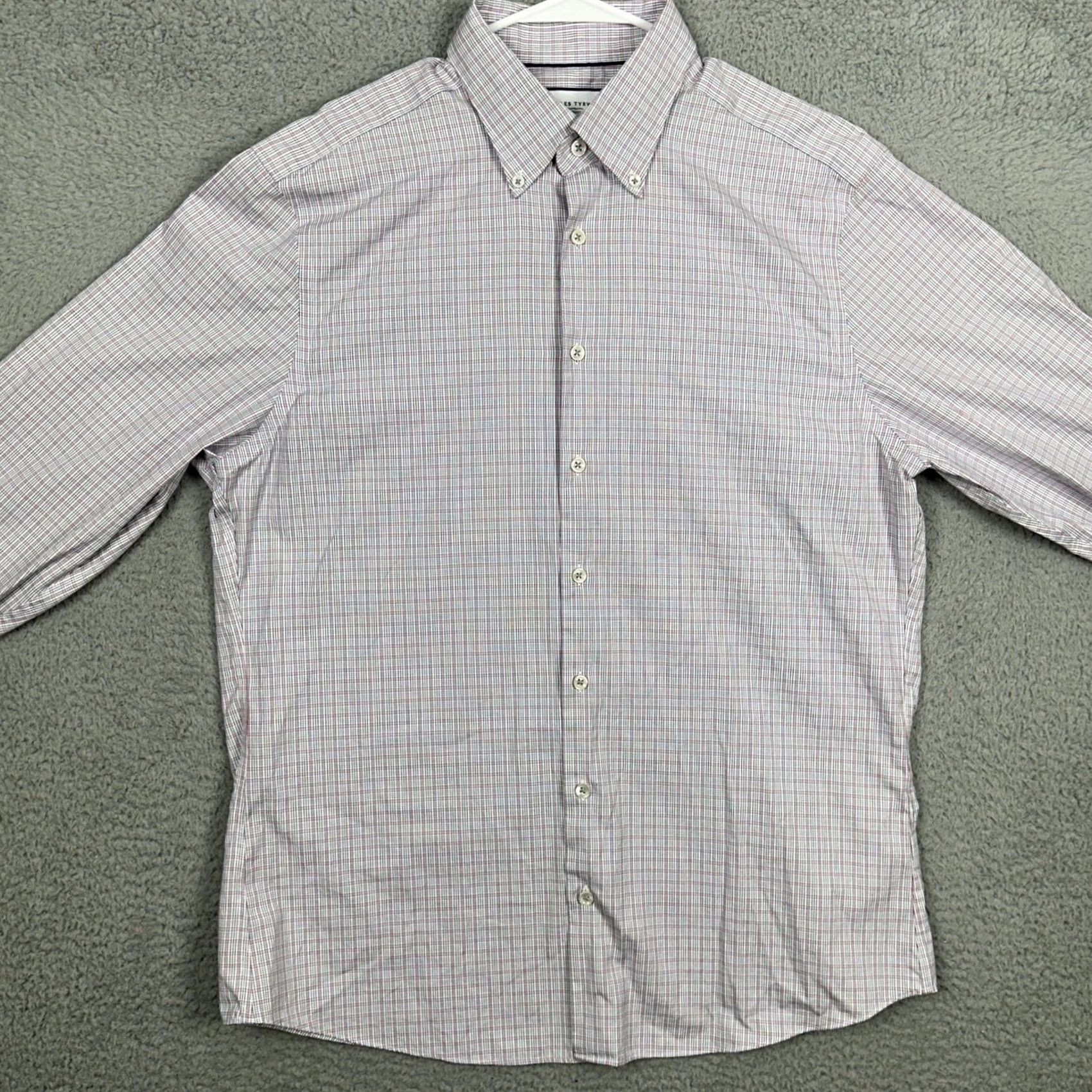 Charles Tyrwhitt Charles Tyrwhitt Mens Dress Shirt Red Blue Plaid Button Down Long Sleeve 16.5 Size 46R - 3 Thumbnail