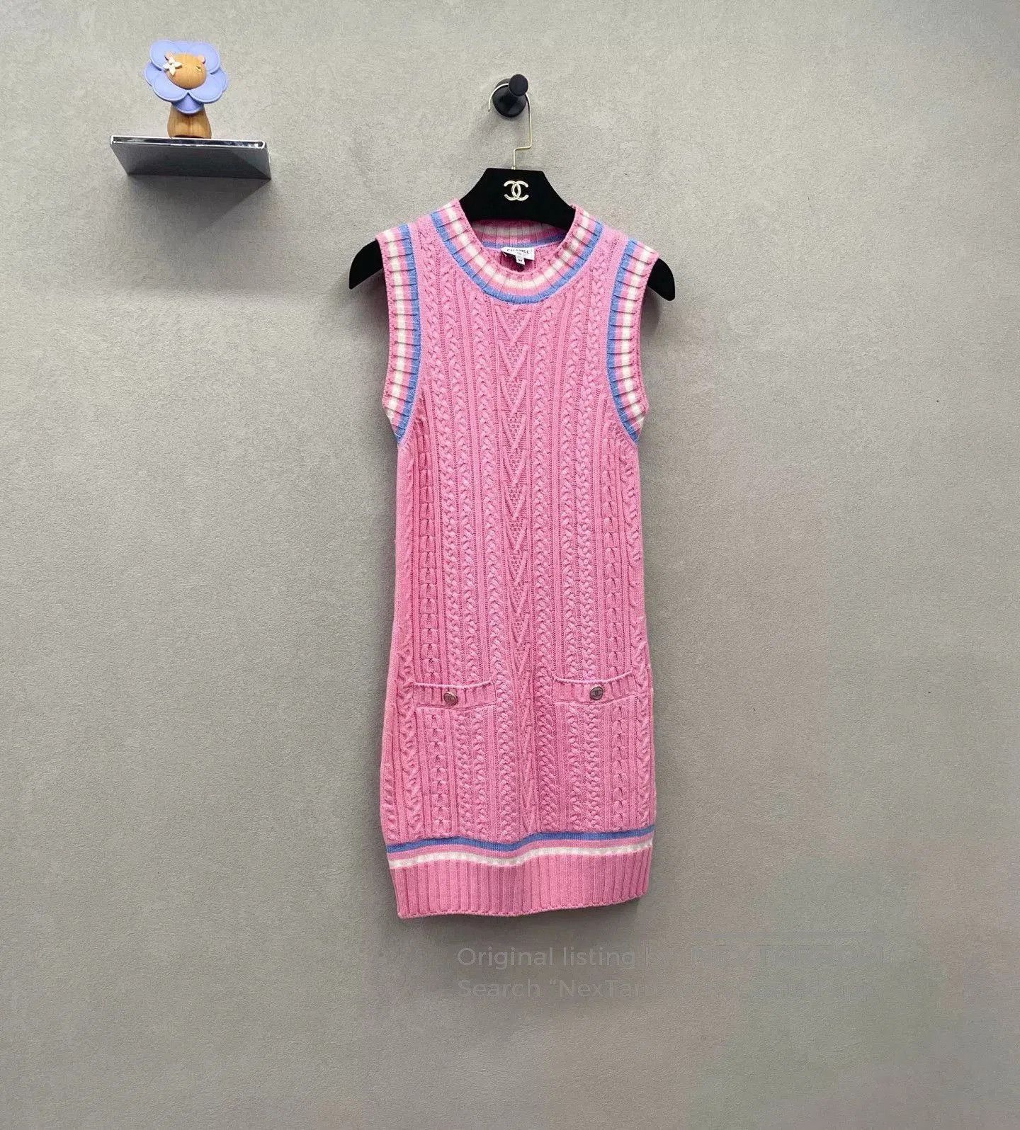 Chanel CHANEL Pink Striped Sleeveless Dress. Size US XS / EU 42 / 0 - 4 Thumbnail