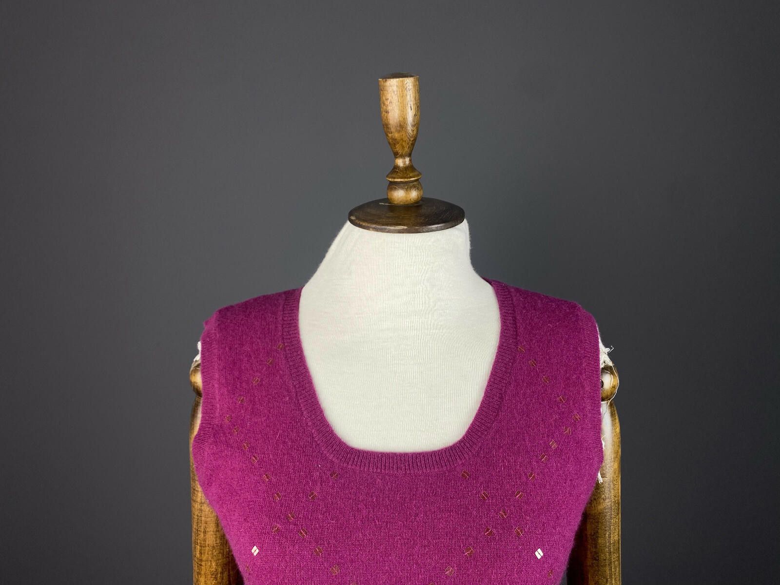 Designer Vintage Laura Ashley Pink Argyle Angora Sweater Vest Size M Size M / US 6-8 / IT 42-44 - 2 Thumbnail