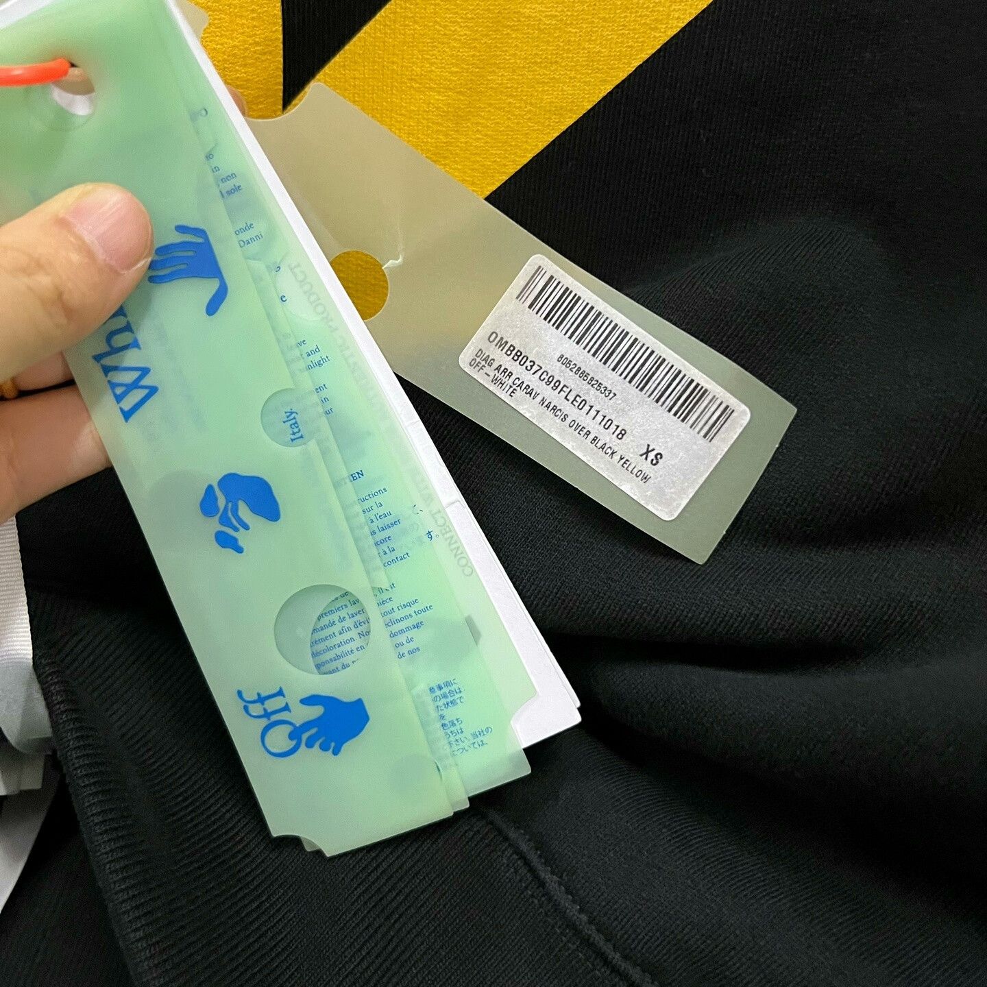Off-White OFF White Yellow Tape Logo Hoodie Size US XXS / EU 40 - 4 Thumbnail