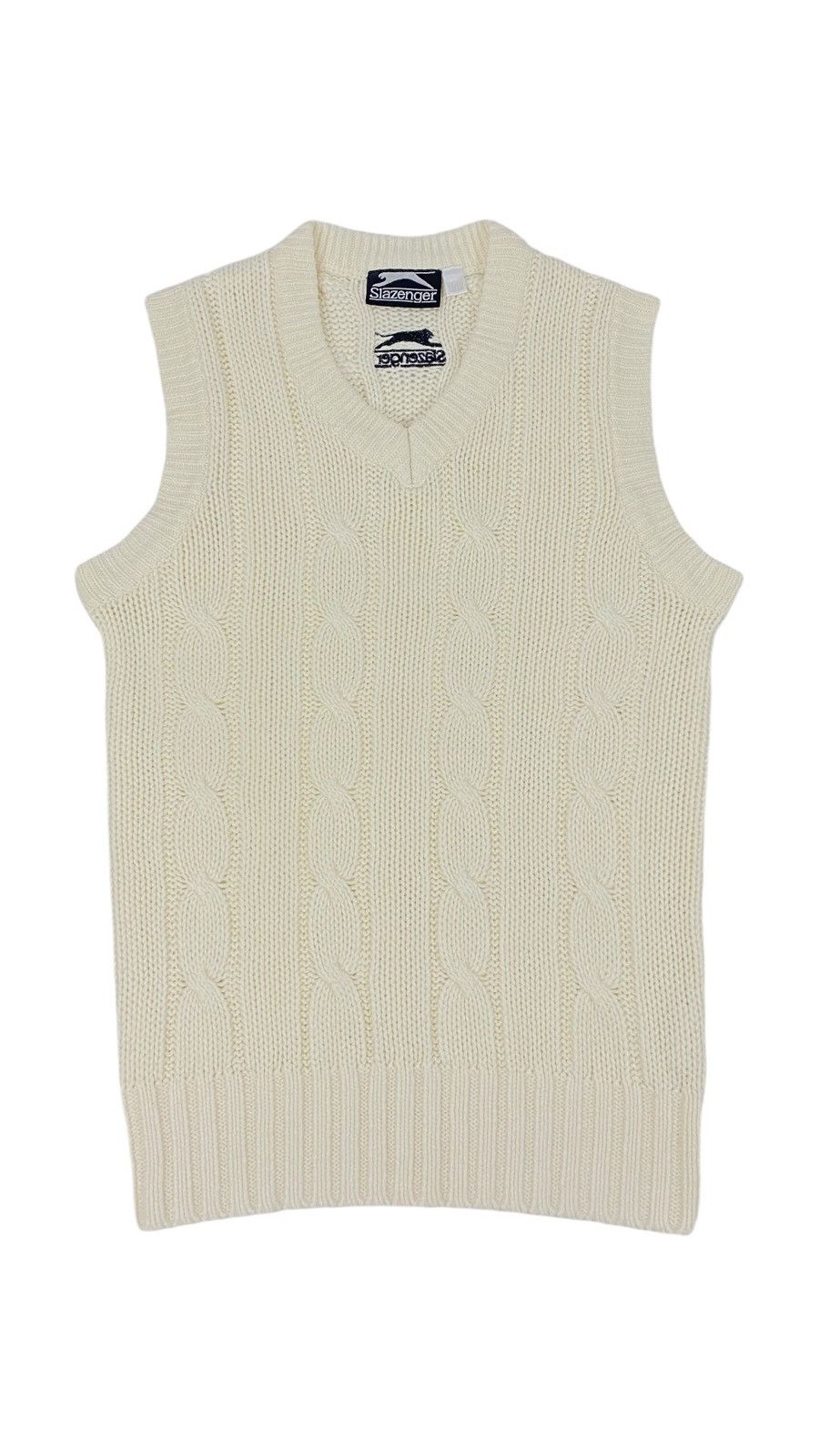 Vintage 🔥LASTDROP🔥 Slazenger Cozy Cable Knit School Vest Sweater Size S / US 4 / IT 40 - 1 Thumbnail