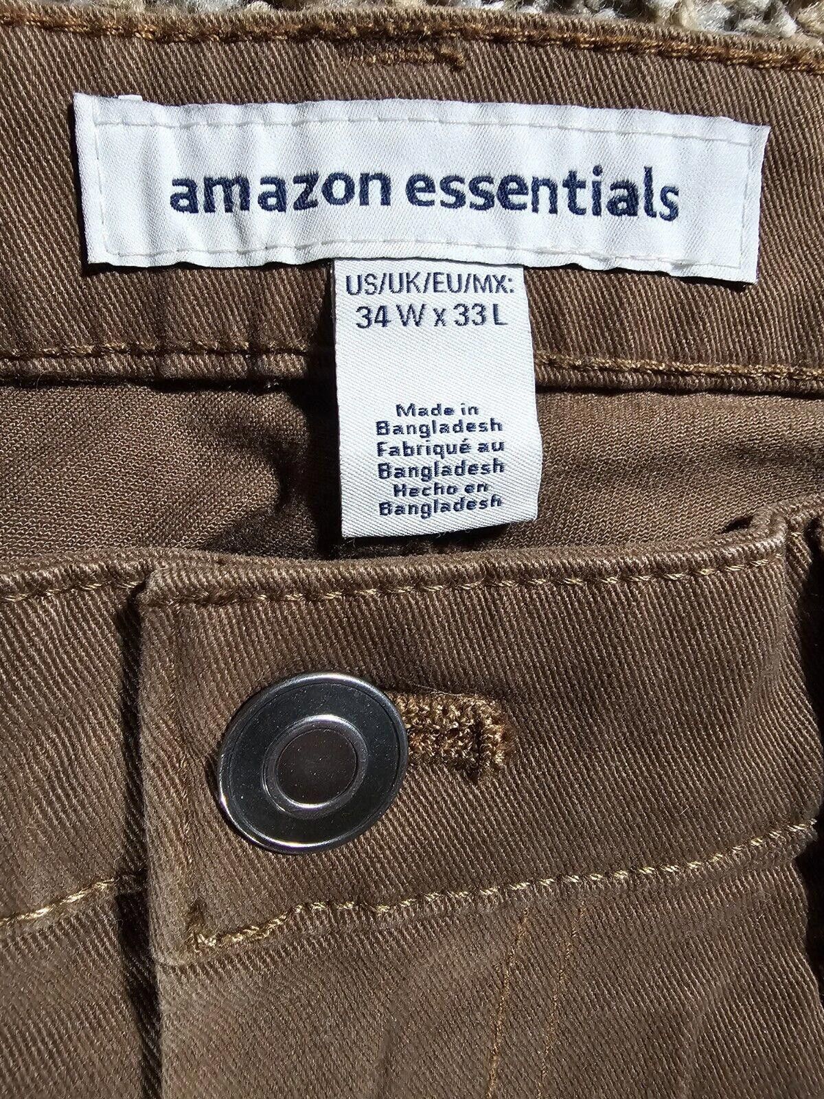 Other 34x33 Amazon Essentials Athletic Khaki Jeans Brown Size US 34 / EU 50 - 3 Thumbnail