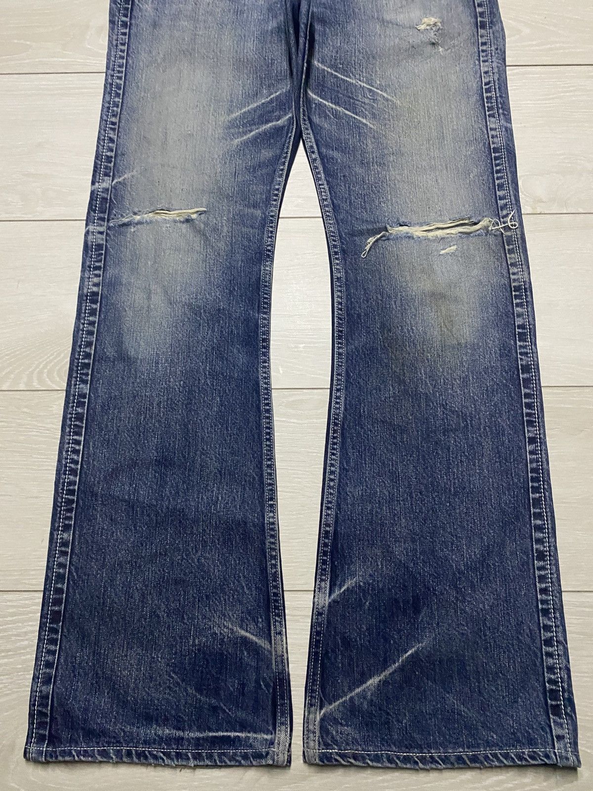 Tornado Mart Vtg Blue Way Made in Nippon Flare Bootcut Distressed Jeans Size US 33 - 5 Thumbnail
