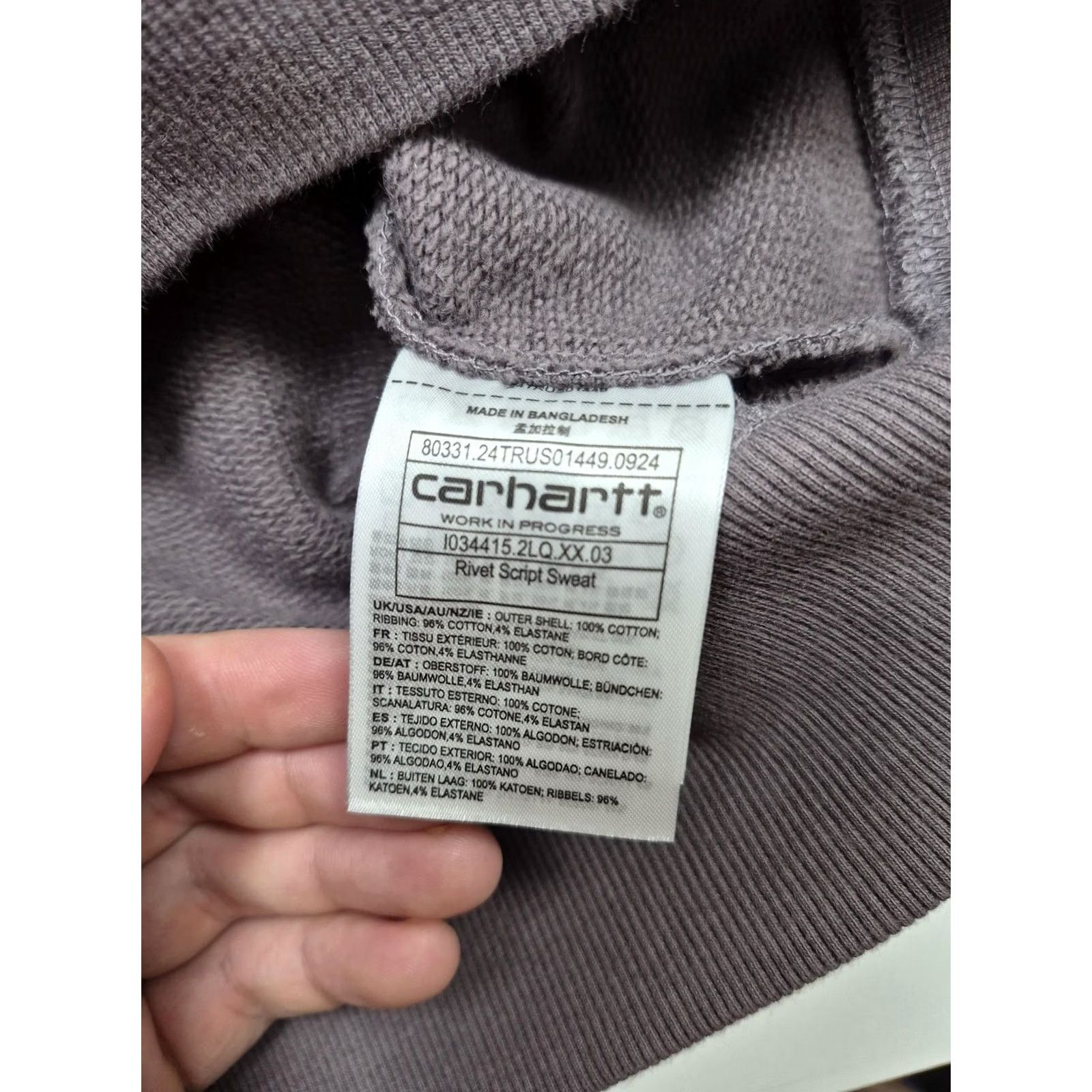 Carhartt Carhartt WIP Sweatshirt Mens M Purple Rivet Script Crewneck Fleece Logo Graphic Print Crew Neck Size US M / EU 48-50 / 2 - 4 Thumbnail