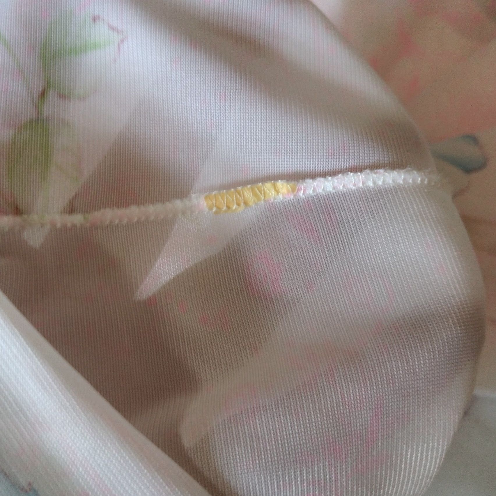 Pinko VINTAGE Pink Floral Nightgown Women's Large Nylon Semi Sheer Button Collar Grannycore 40" Sleepwear Size ONE SIZE - 6 Thumbnail