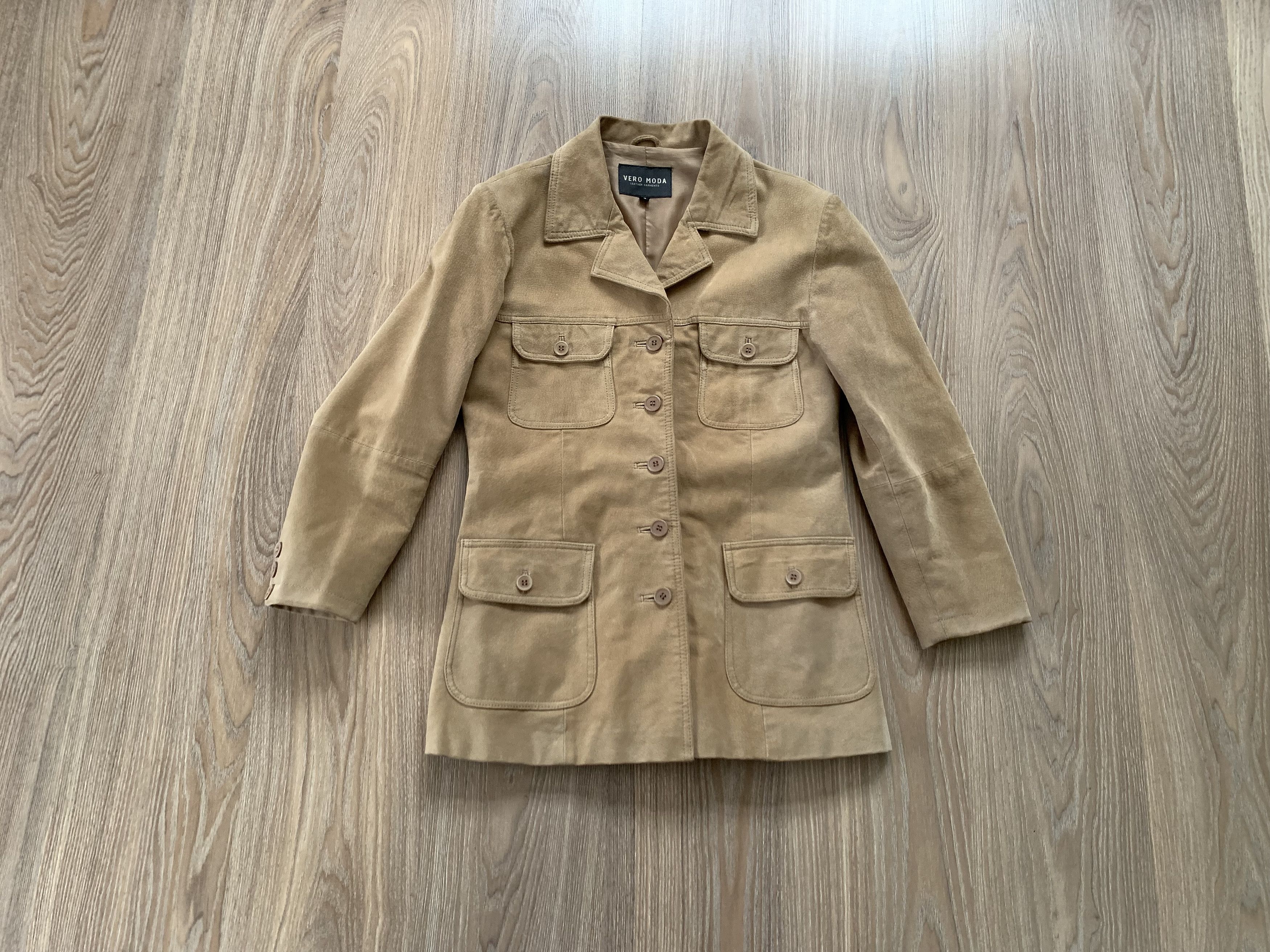 Other Womens Beige Vero Moda Suede Leather Coat Jacket Size S / US 4 / IT 40 - 1 Thumbnail