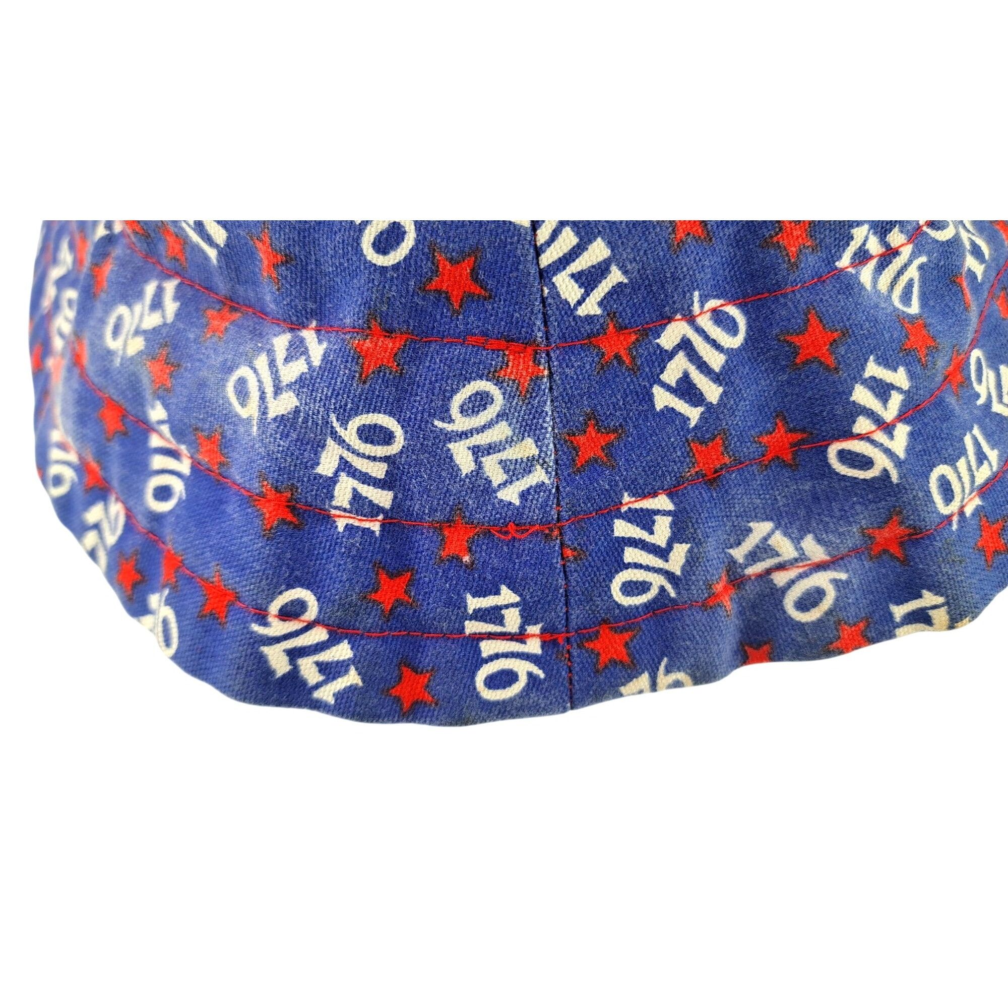 Handmade Vintage Patriotic Bucket Hat Blue Red Stars 1776 USA Adult Size ONE SIZE - 9 Thumbnail