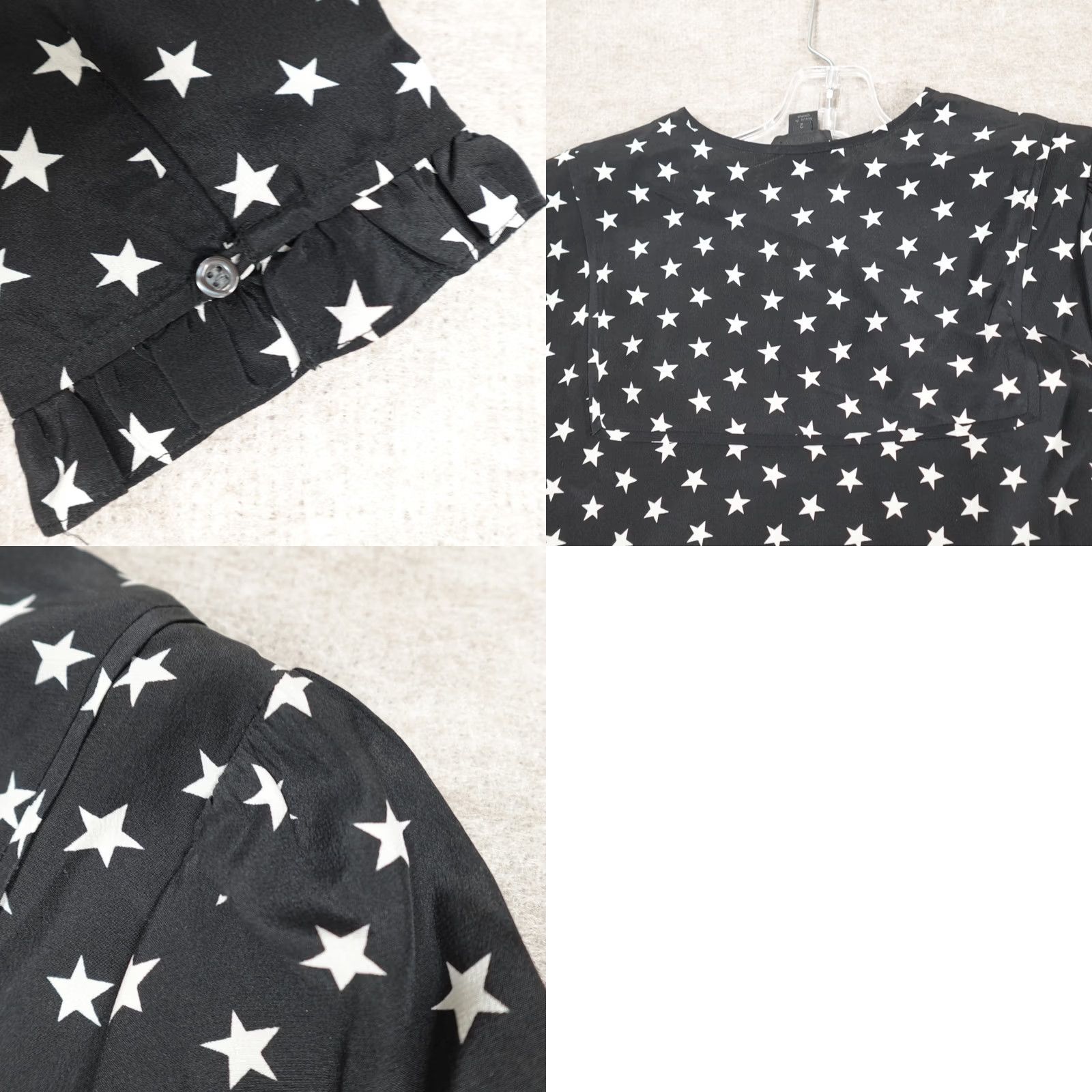 J.Crew J.CREW Womens Dress Black White Stars 100% Silk Size 2 Size XS / US 0-2 / IT 36-38 - 9 Thumbnail
