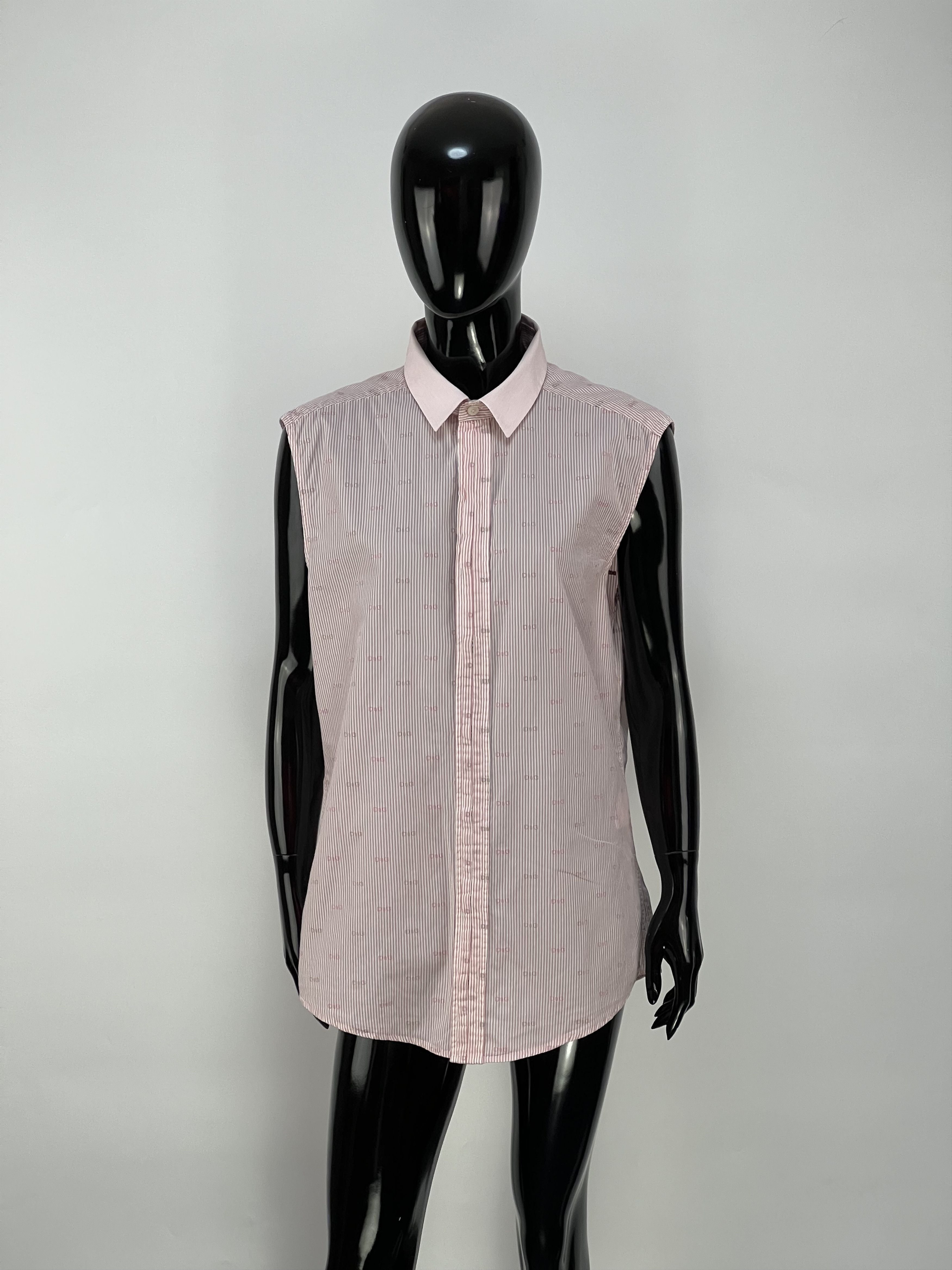 Dolce & Gabbana Dolce Gabbana Logo Sleeveless Stripe Button Up Shirt Size US L / EU 52-54 / 3 - 1 Thumbnail