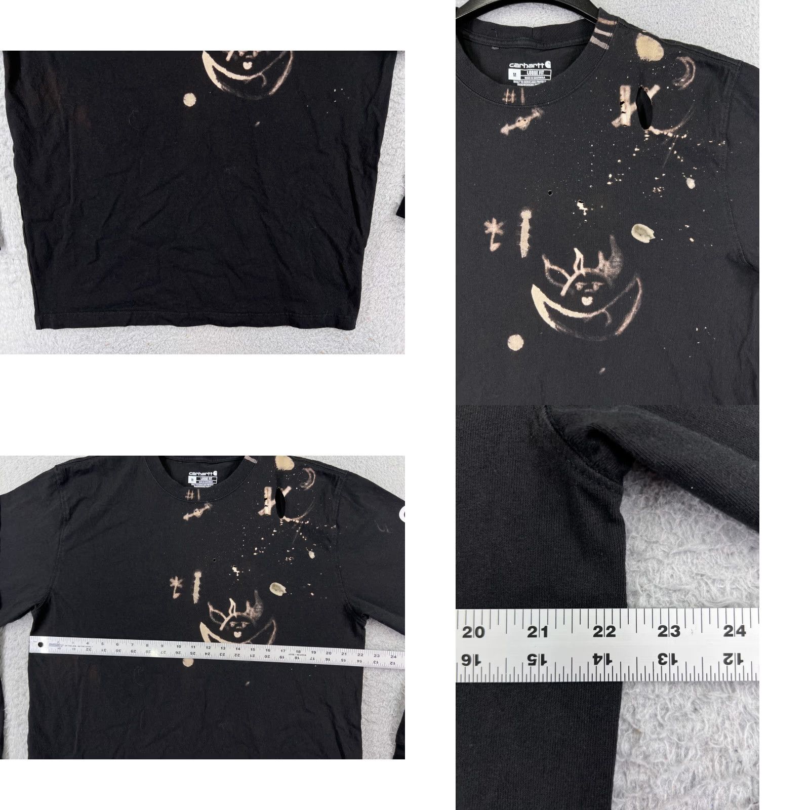 Carhartt VINTAGE Carhartt Shirt Men Medium Black Long Sleeve Crew Neck Cotton Jersey Art Holes Size US M / EU 48-50 / 2 - 8 Thumbnail