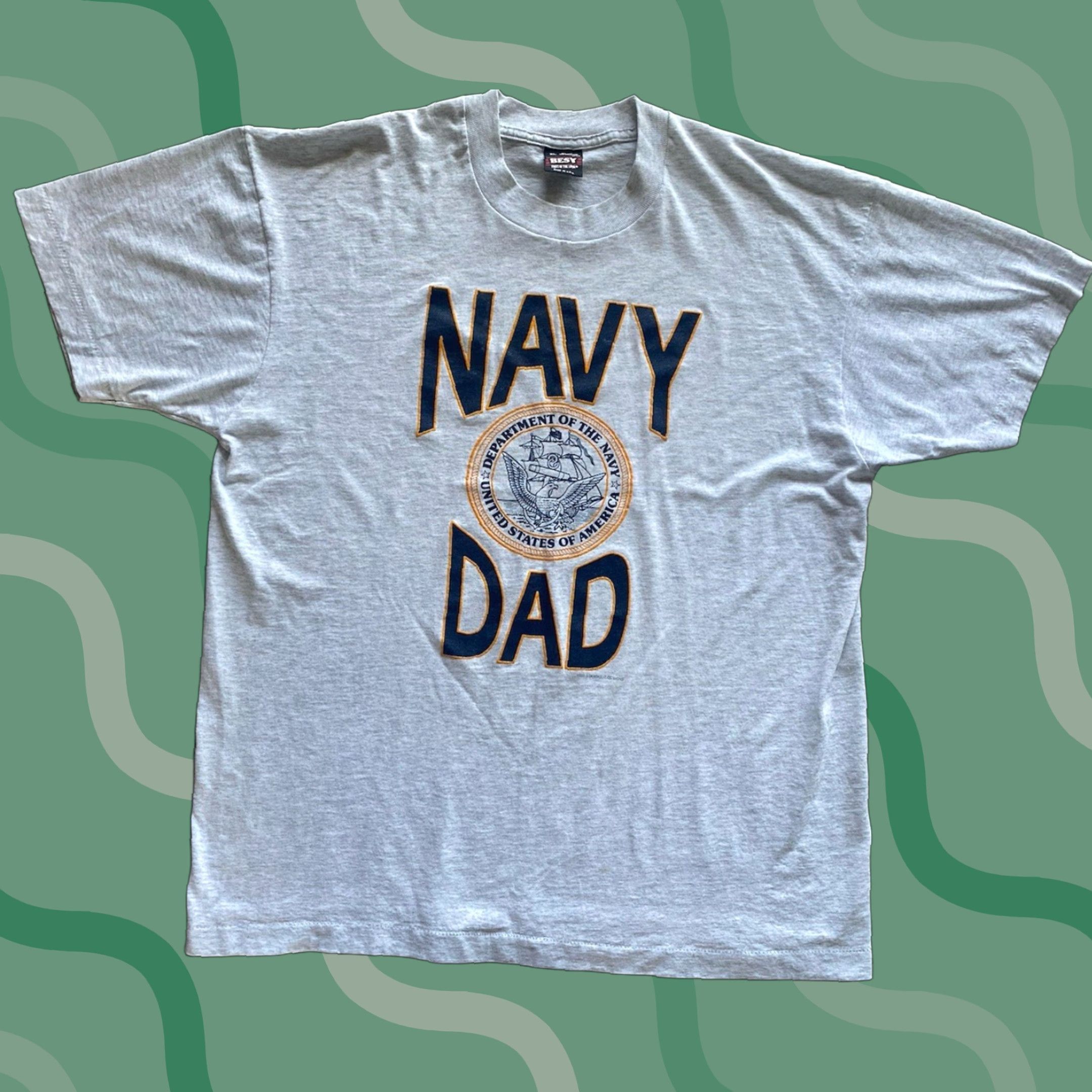 Vintage VINTAGE Screen Stars T-Shirt Mens XL Navy Gray 90s Military Single Stitch Made In USA Size US XL / EU 56 / 4 - 1 Thumbnail