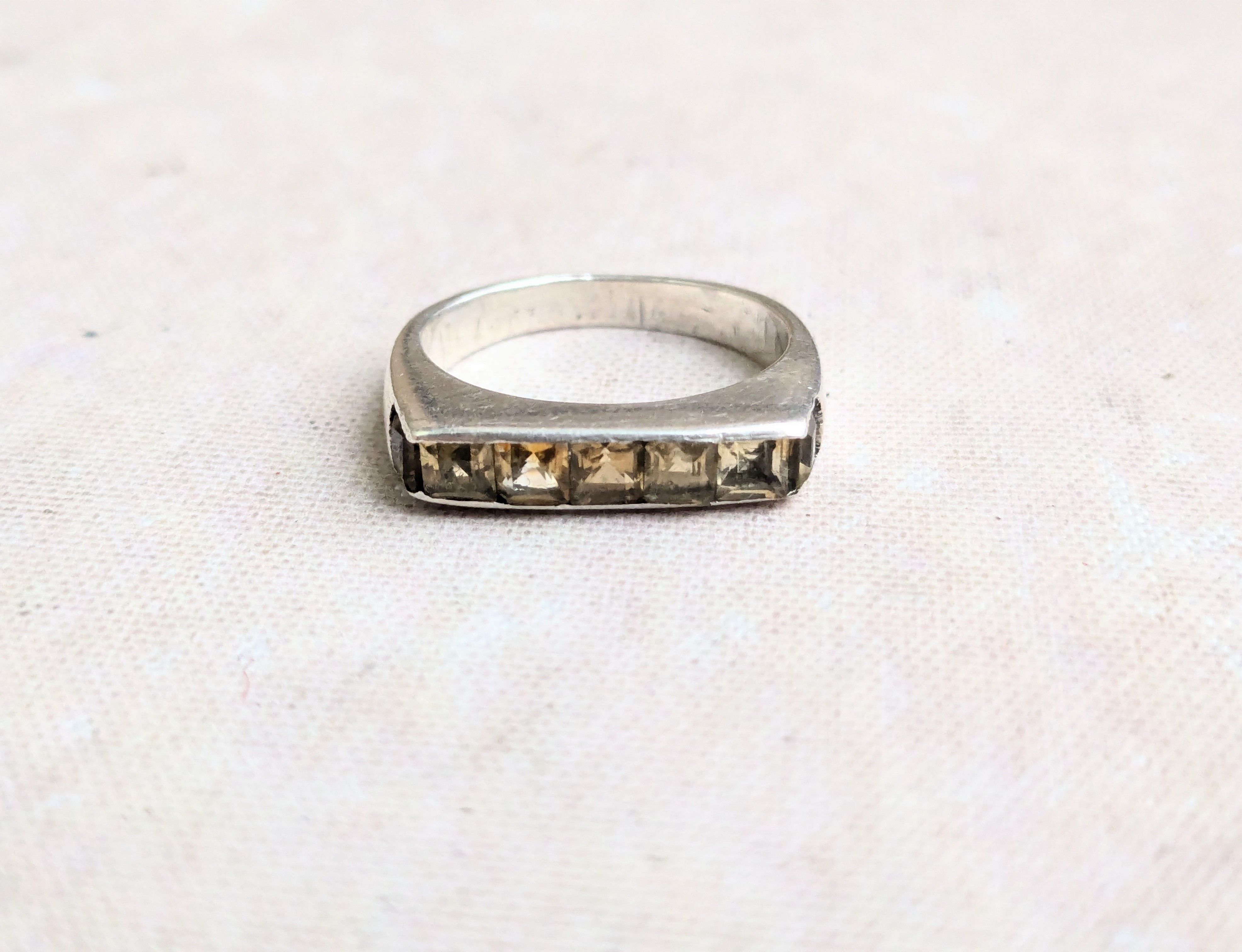Sterling Silver Vintage Sterling Silver Ring Yellow Citrine 6.5 Channel Size ONE SIZE - 3 Thumbnail