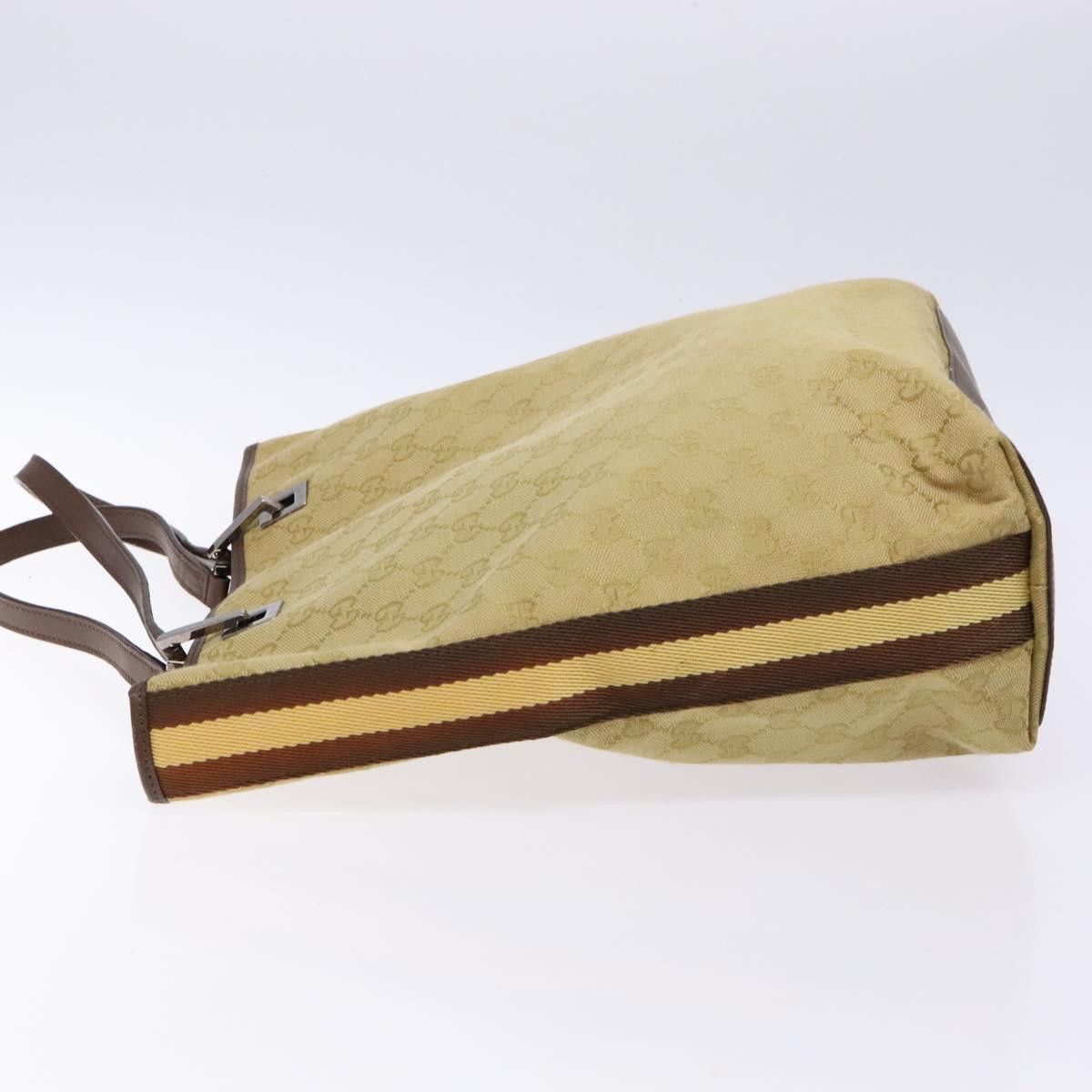 Gucci GUCCI GG Canvas Tote Bag Beige Brown Silver Size ONE SIZE - 5 Thumbnail