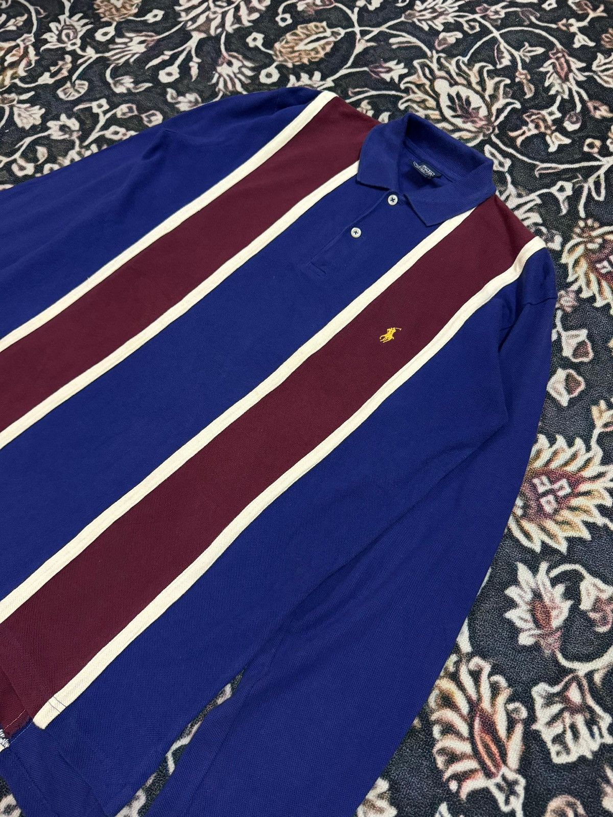 Polo Ralph Lauren Vintage 90s Polo Ralph Lauren Long Sleeve Striped Polo Shirt Size US M / EU 48-50 / 2 - 2 Thumbnail
