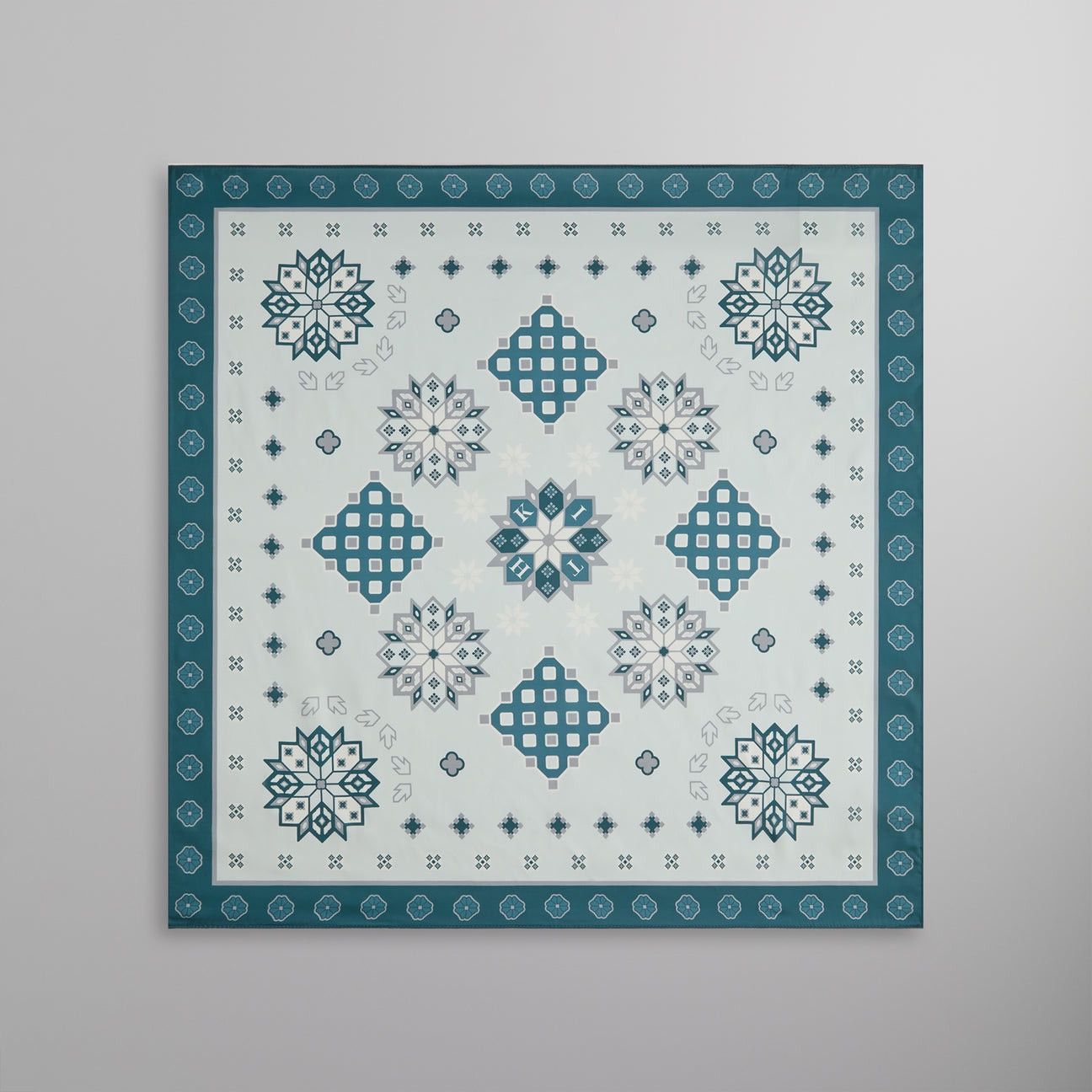 image of Kith Foulard Bandana Scarf Rhythm Ss24 Paisley Print 27X27 in Green, Women's
