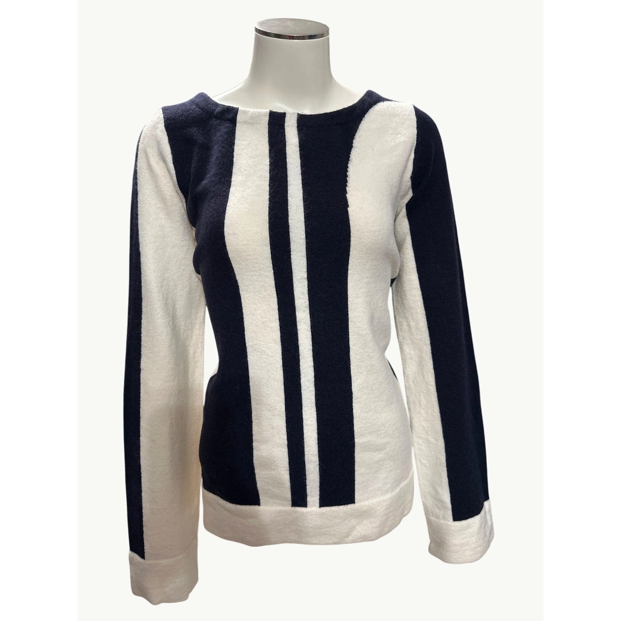 Ann Taylor Ann Taylor Womens Striped Block Style Sweater Small Navy Wh Size S / US 4 / IT 40 - 1 Thumbnail