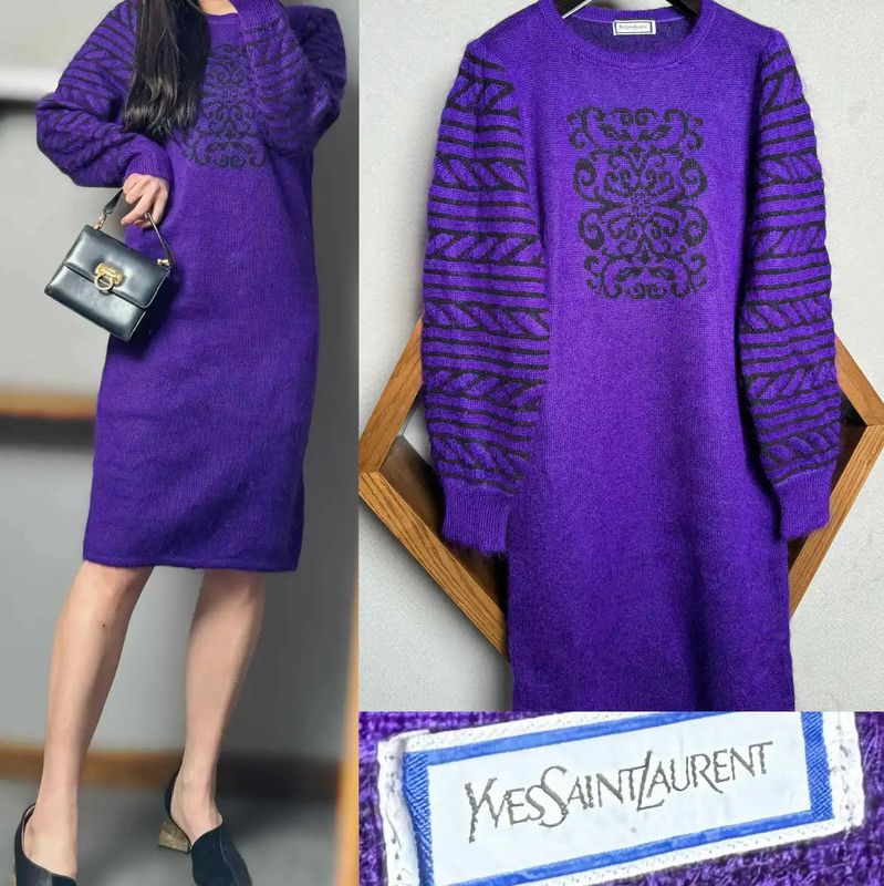 Yves Saint Laurent Purple Knit Dress for Women 0089