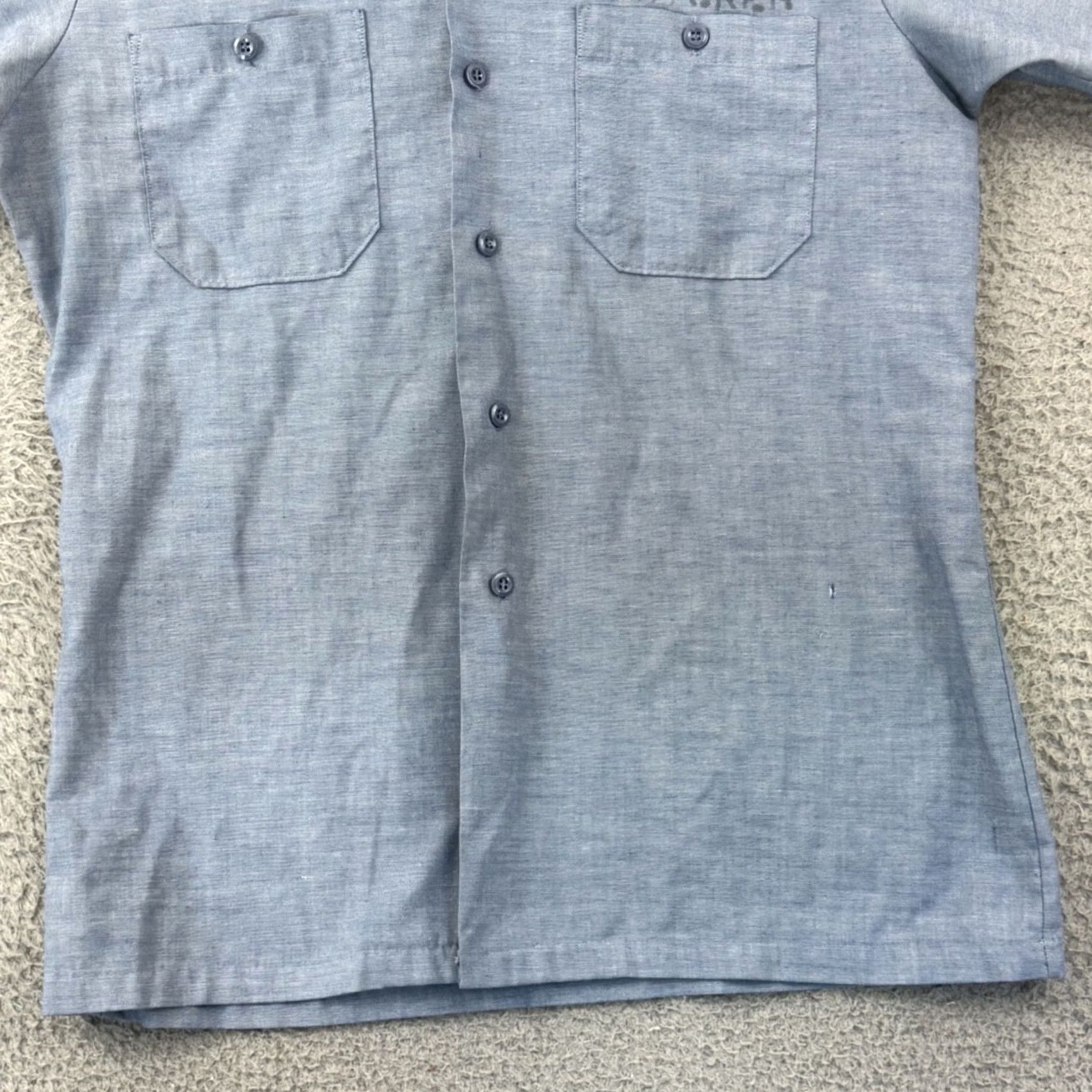 Vintage VINTAGE Seafarer Shirt Mens M Chambray Button Up 60s USA Navy Seafarer Blue Cotton Blend Short Sleeve 42 Chest Size US M / EU 48-50 / 2 - 2 Thumbnail