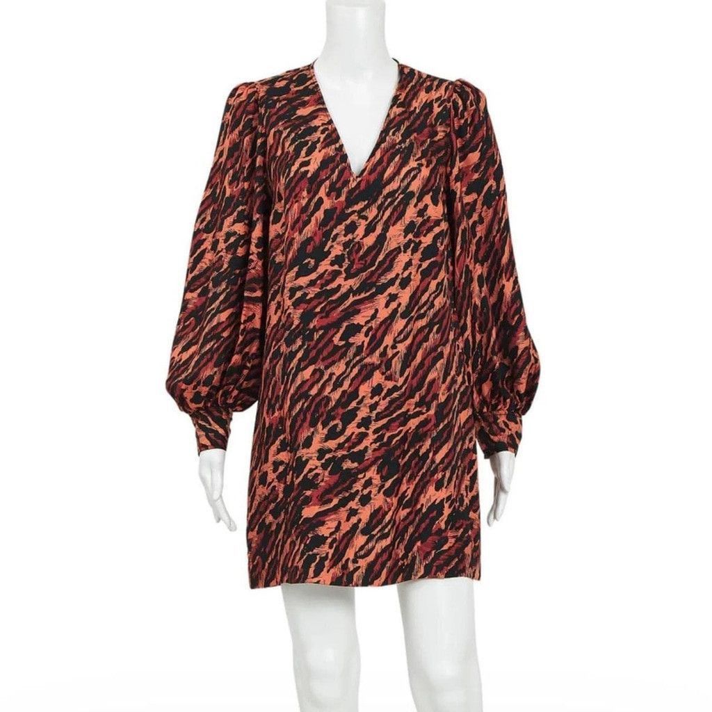 Sandro Sandro Paris Silk Leopard Print Mini Dress Designer Size M / US 6-8 / IT 42-44 - 1 Thumbnail