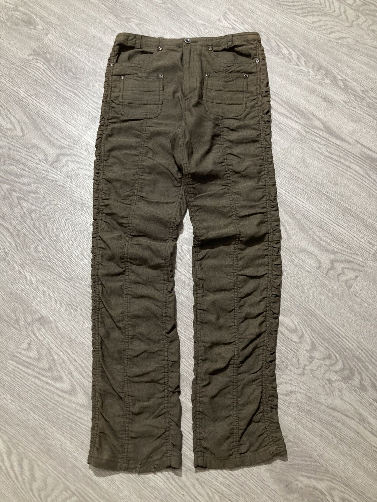 Le Grande Bleu (L.G.B.) 2000s Japanese Brand Ruched Pants Punk Lgb Style Green Army Size US 26 / EU 42 - 1 Thumbnail