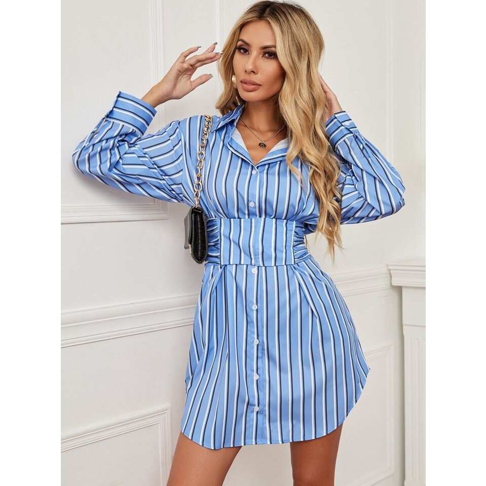 Zara ZARA Corset Waist Striped Shirt Dress NWT Size M / US 6-8 / IT 42-44 - 5 Thumbnail