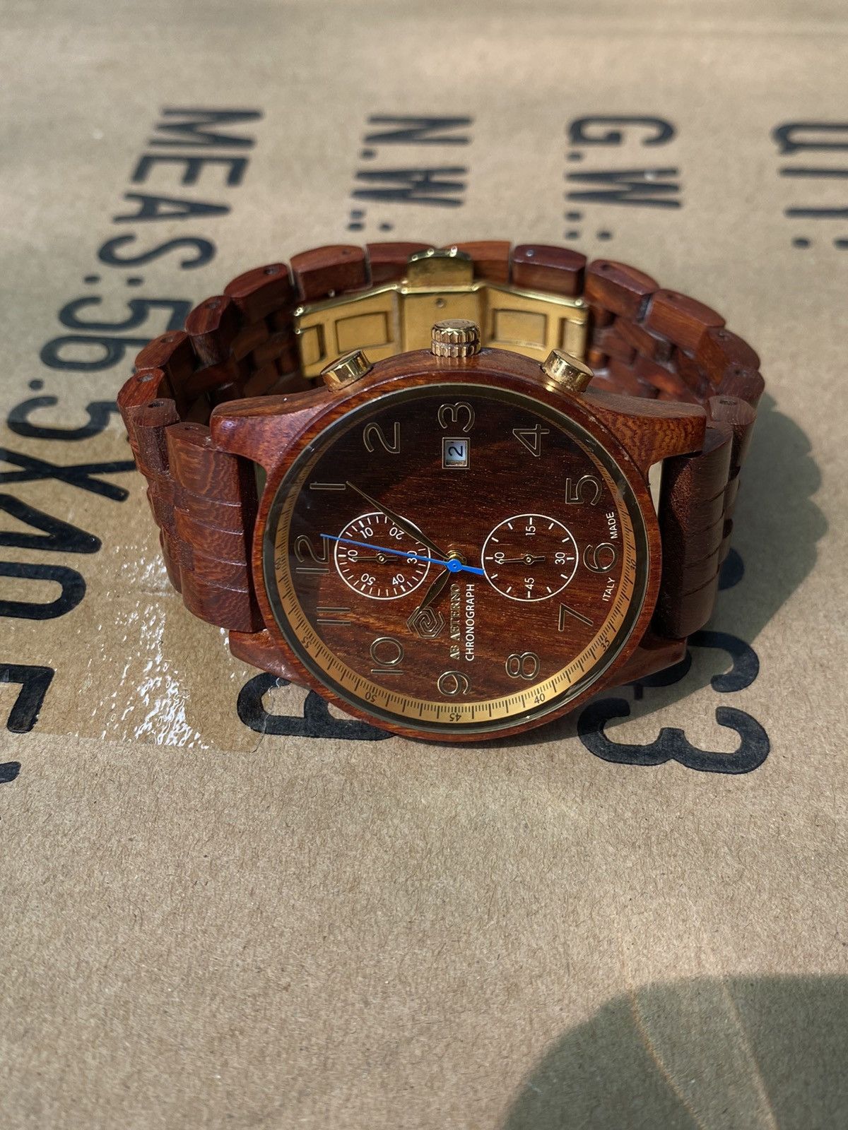 Jewelry × Vintage AB AETERNO Wooden Chronograph Watch Italian Design Size ONE SIZE - 2 Thumbnail