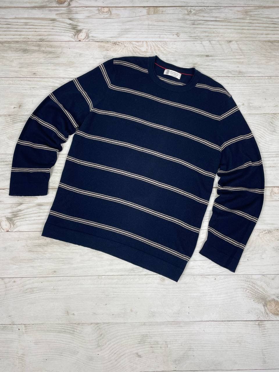 image of Brunello Cucinelli Cashemere Sweater Striped Luxury in Blue, Men's (Size Medium)