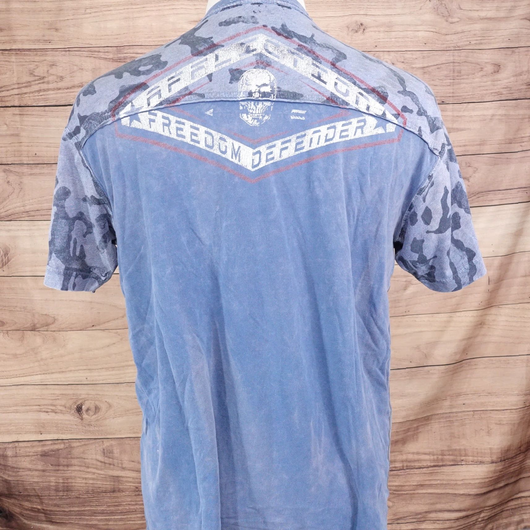 Affliction VINTAGE AFFLICTION FREEDOM DEFENDER BLUE SHORT SLEEVE SHIRT XL ADULT BLUE 2000s CONCERT MENS Size US L / EU 52-54 / 3 - 4 Thumbnail