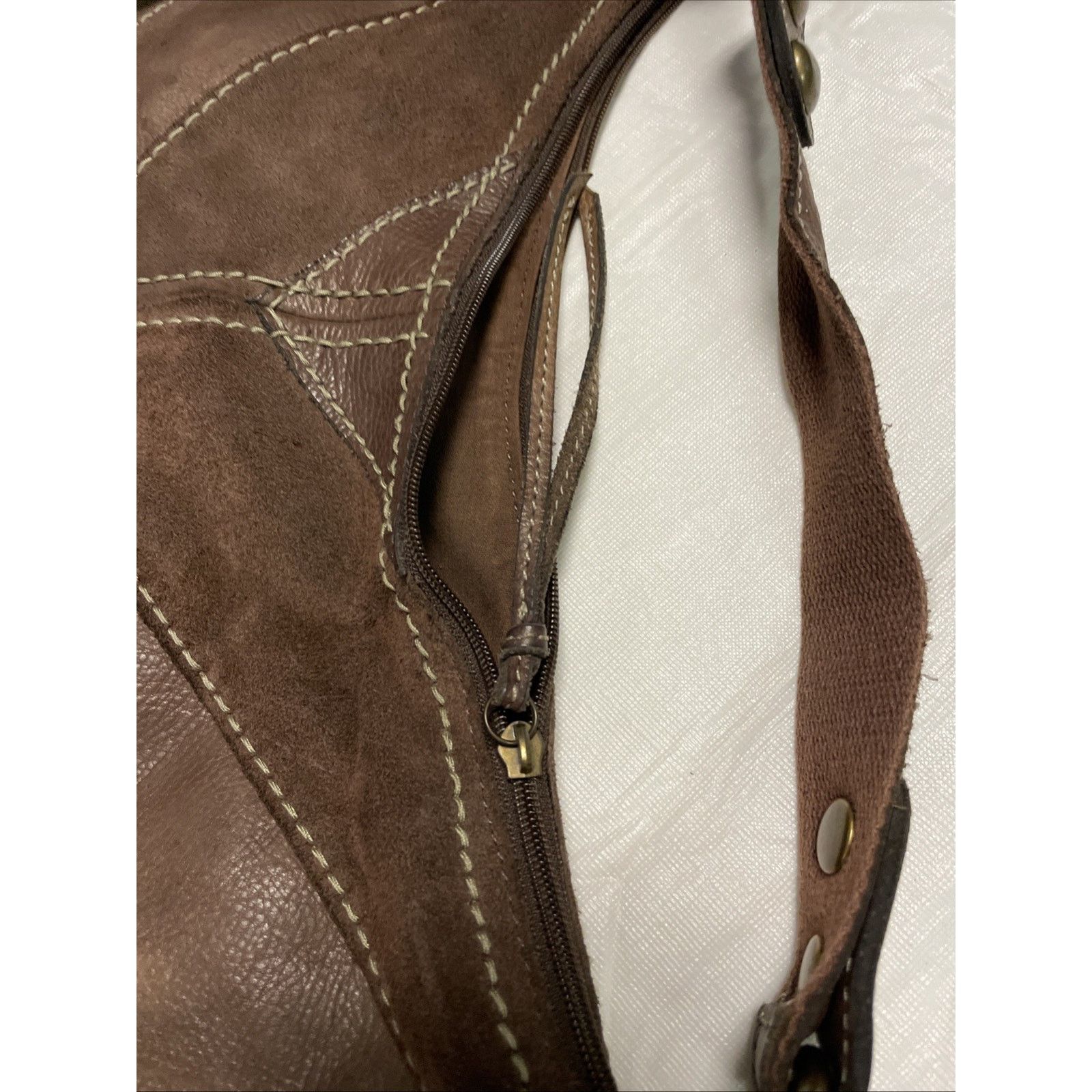 Fossil Fossil Vintage Brown Patchwork Leather Suede Shoulder Bag Size ONE SIZE - 9 Thumbnail