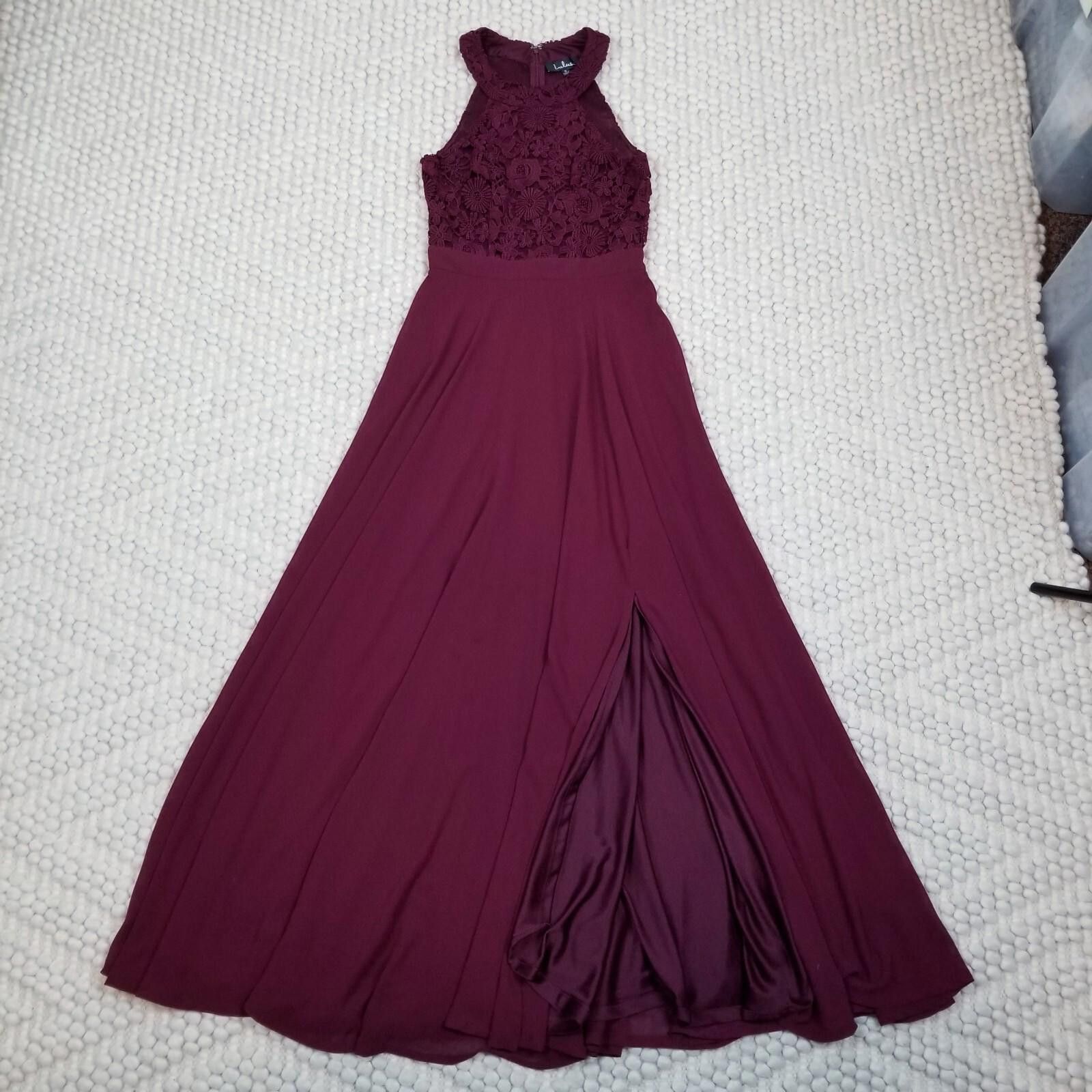 Lulus Lulu's Picture Perfect Lace Maxi Dress Burgundy Red Sz Small Size S / US 4 / IT 40 - 7 Thumbnail