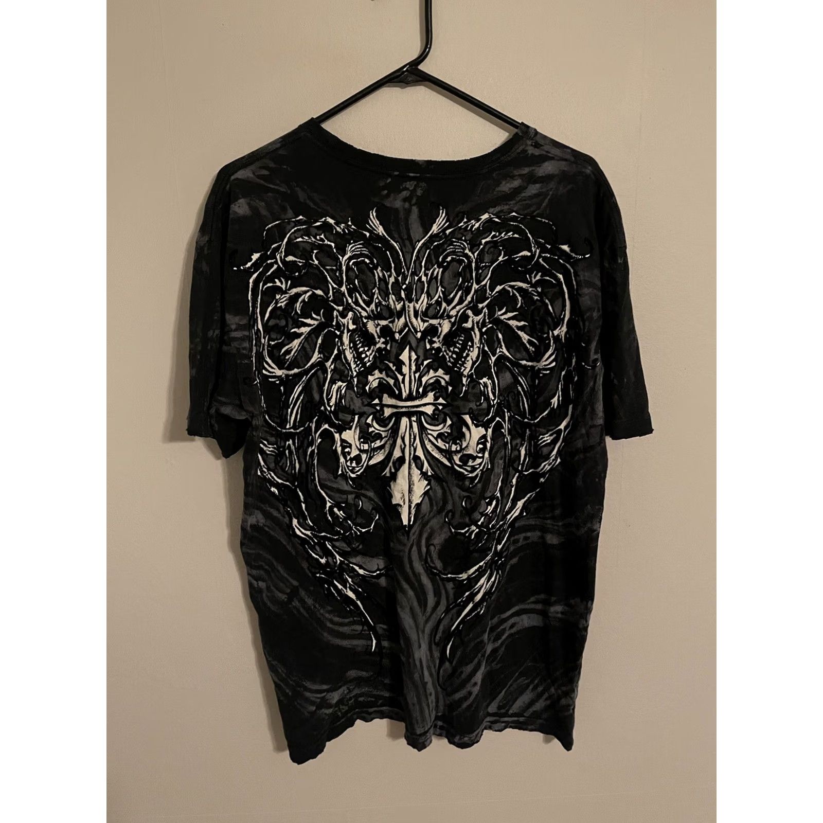 Affliction Affliction Shirt Men's XL T-Shirt Live Fast Skull Tie-Dye Black S/S Crew Neck 100% Cotton USA Made Graphic Print Size US XXL / EU 58 / 5 - 2 Thumbnail
