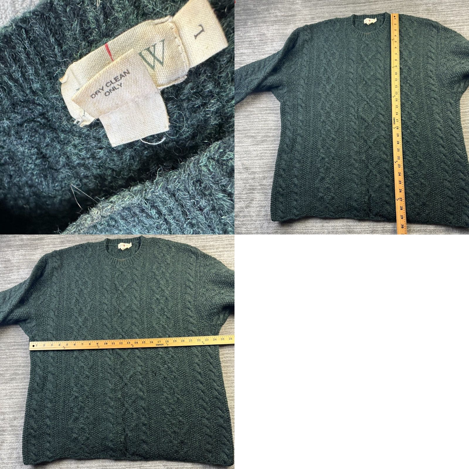 J.Crew VINTAGE J Crew Sweater Mens Large Green Oarsman Fisherman Cable Knit Wool Size US L / EU 52-54 / 3 - 8 Thumbnail