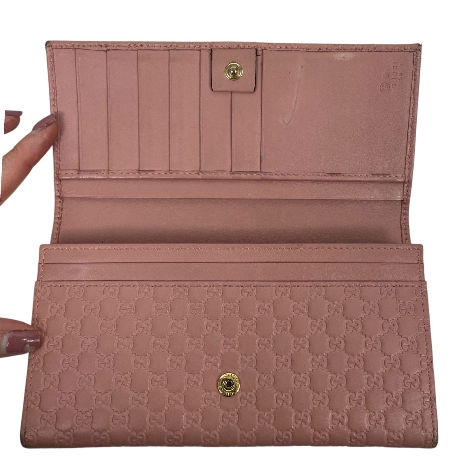 Gucci GUCCI Pink Microguccissim Leather Long Bifold Wallet GG Logo Size ONE SIZE - 5 Thumbnail