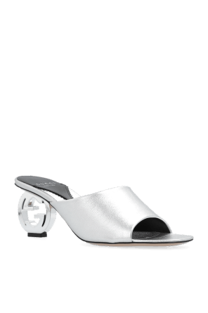 Gucci o1s1wg110225 Women's Interlocking G Heel Sandals in Silver Size US 5.5 / IT 35.5 - 4 Thumbnail
