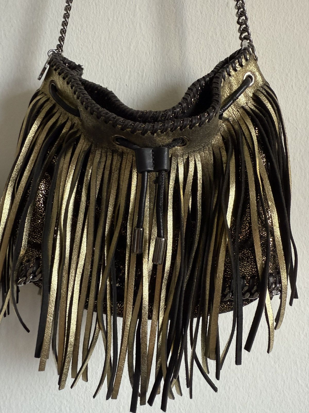 Stella McCartney Stella McCartney Gold Faux Leather Mini Fringe Falabella bag Size ONE SIZE - 6 Thumbnail