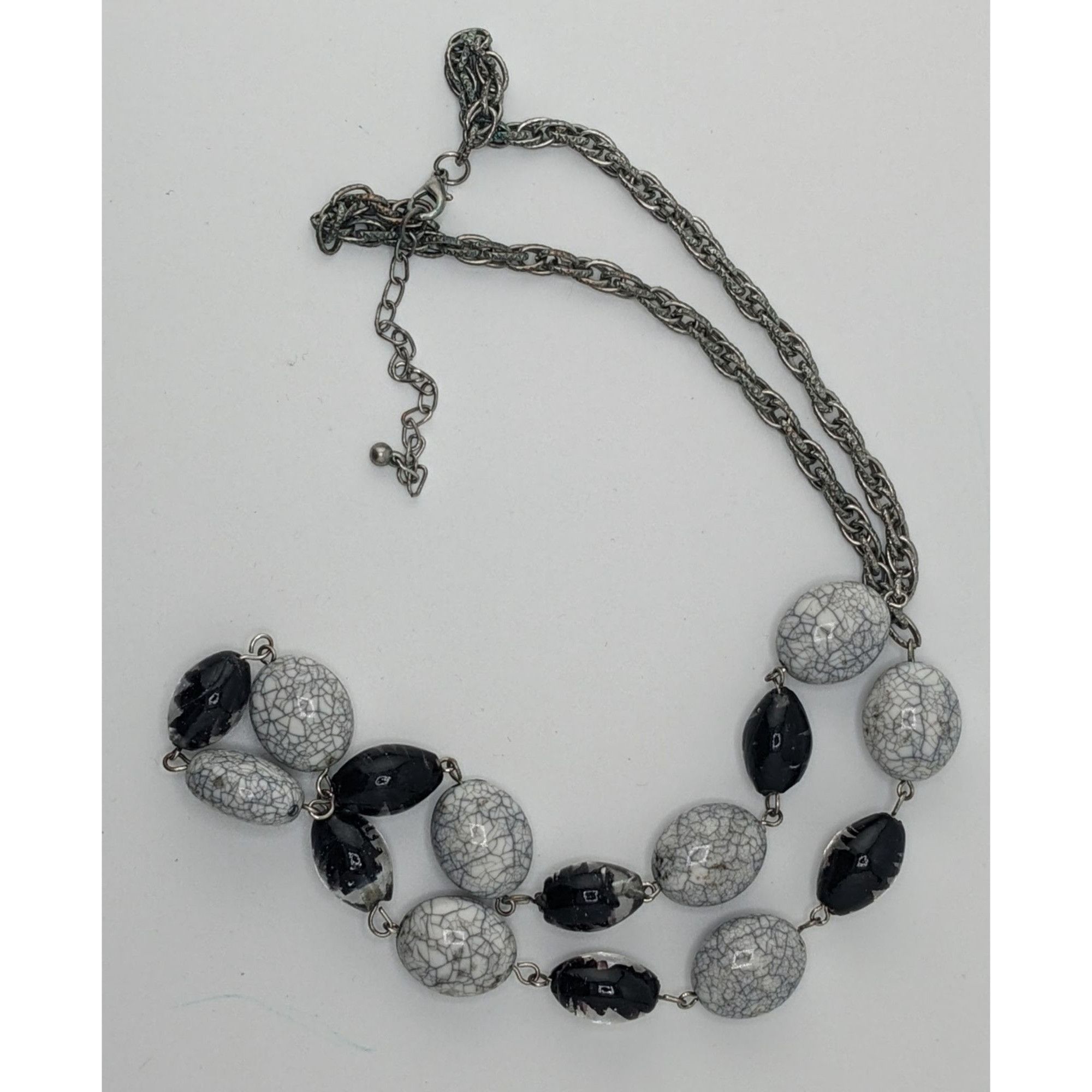 Other Black & Grey Crackle Bead Necklace With Silver-Tone Chain Size ONE SIZE - 5 Thumbnail