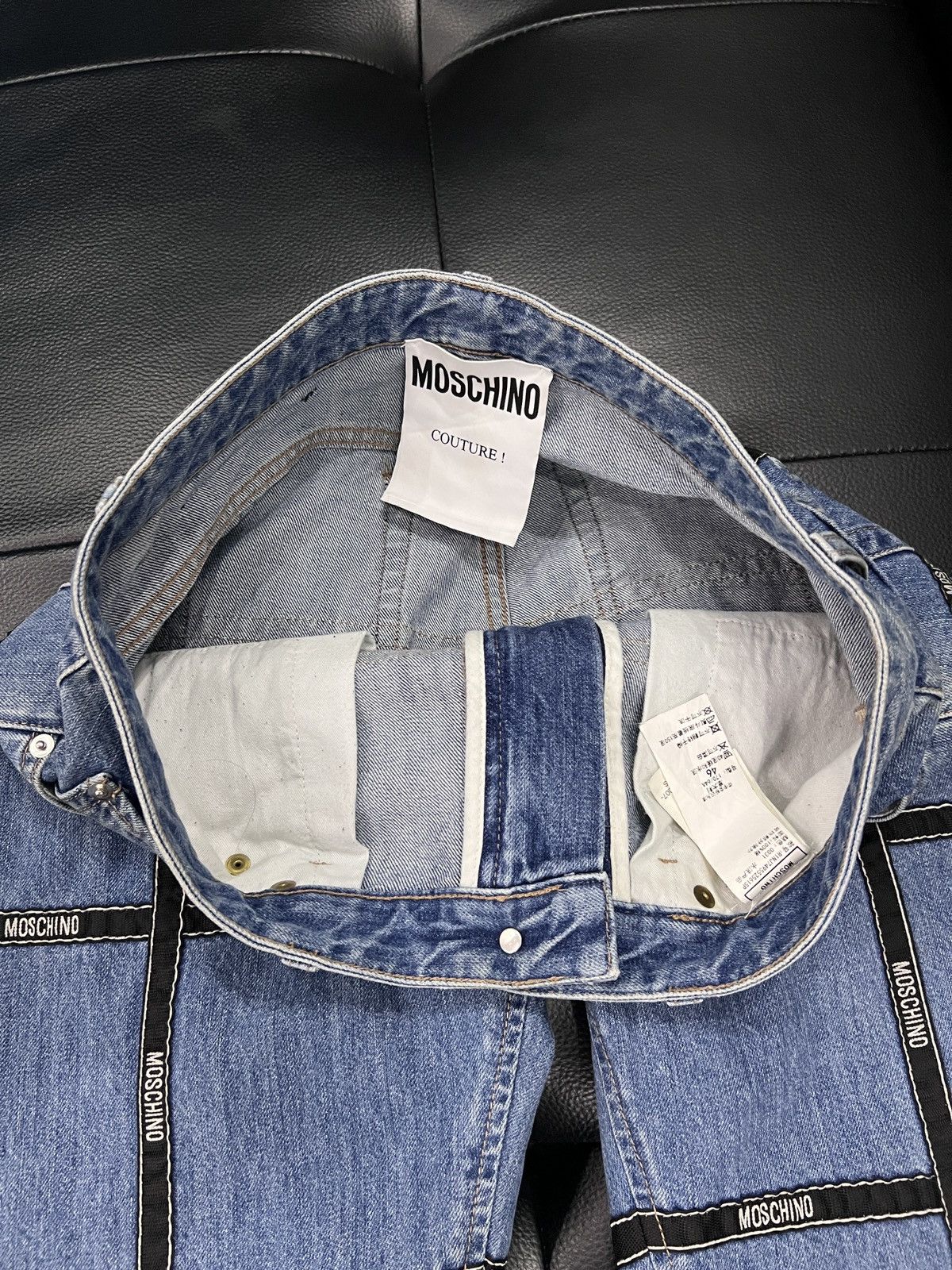 Moschino Moschino by Jeremy Scott SS15 Runway Logo Tape Panel Jeans Size US 32 / EU 48 - 10 Thumbnail