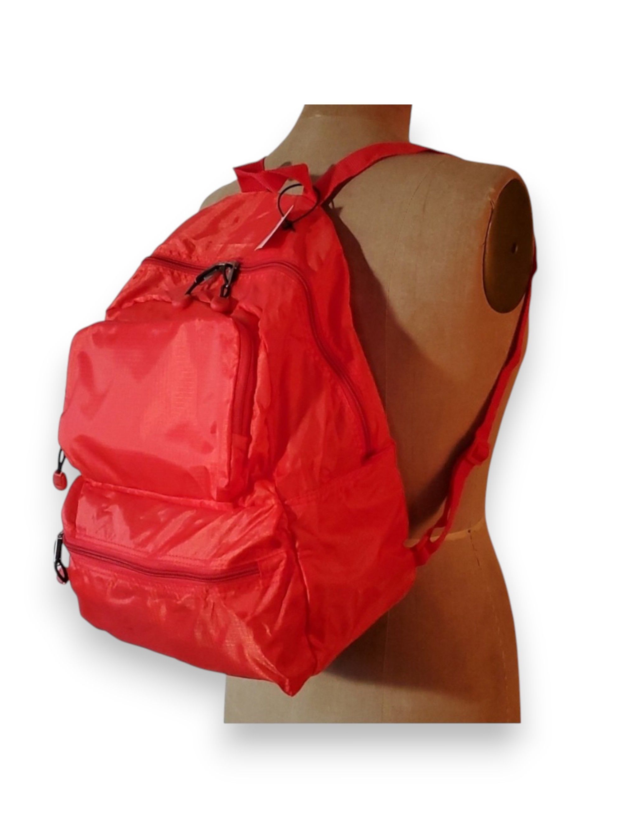 Other Convertible Backpack Red Folds Pouch Zipper Pocket Rip Stop Size ONE SIZE - 6 Thumbnail