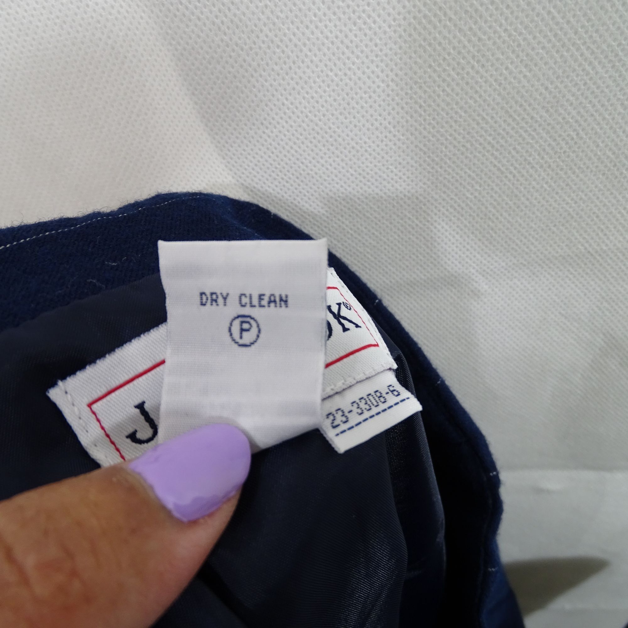 Other Vintage JG Hook Navy Blue Wool Pinstripe Pencil Skirt 12 Size 34" / US 12 / IT 48 - 6 Thumbnail