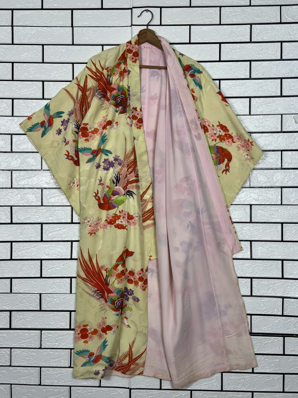 Japanese Brand Vintage Kimono Motif Design Phoenixes Florals #4152-C190 Size M / US 6-8 / IT 42-44 - 9 Thumbnail