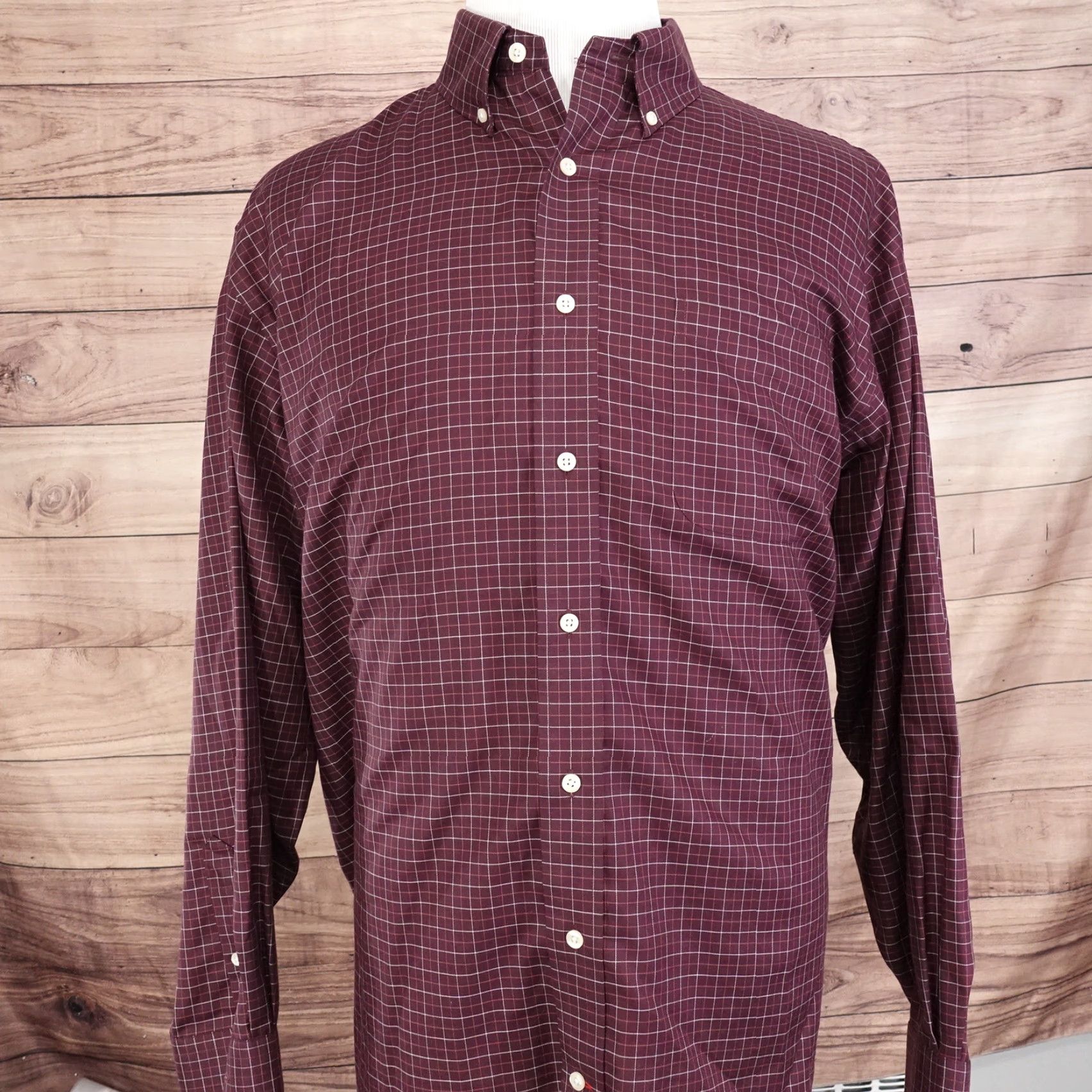 Cremieux VINTAGE Daniel Cremieux Check Shirt Men's XL Burgundy Cotton Classic Fit Button-Up Size US XL / EU 56 / 4 - 3 Thumbnail