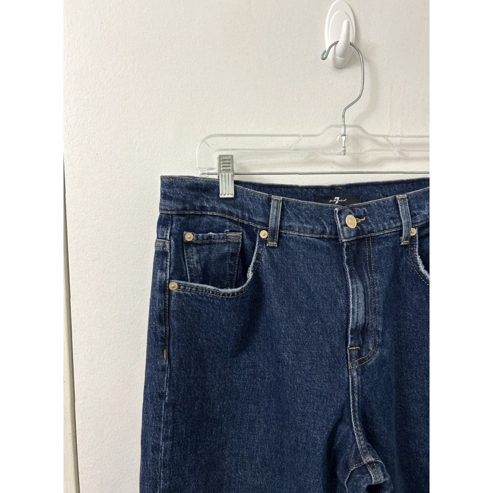 7 For All Mankind 7 For All Mankind Jeans Mens 29x34 Dark Wash Straight Leg Pocket Denim 5-Pocket Zip Button YKK Size US 29 - 4 Thumbnail