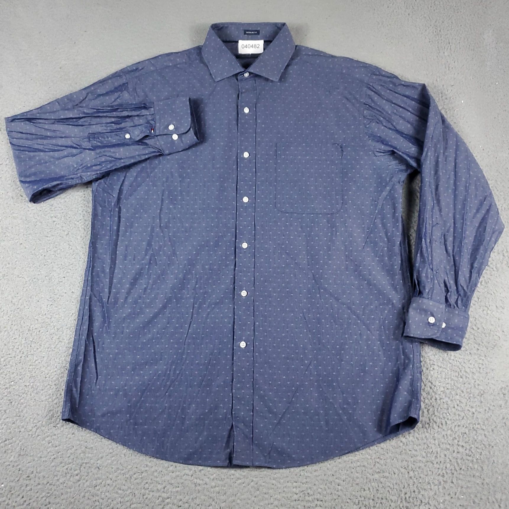 Tommy Hilfiger Tommy Hilfiger Shirt Mens Large Blue Geometric Button-Up Long Sleeve Cotton Shirt Mens Size US L / EU 52-54 / 3 - 2 Thumbnail