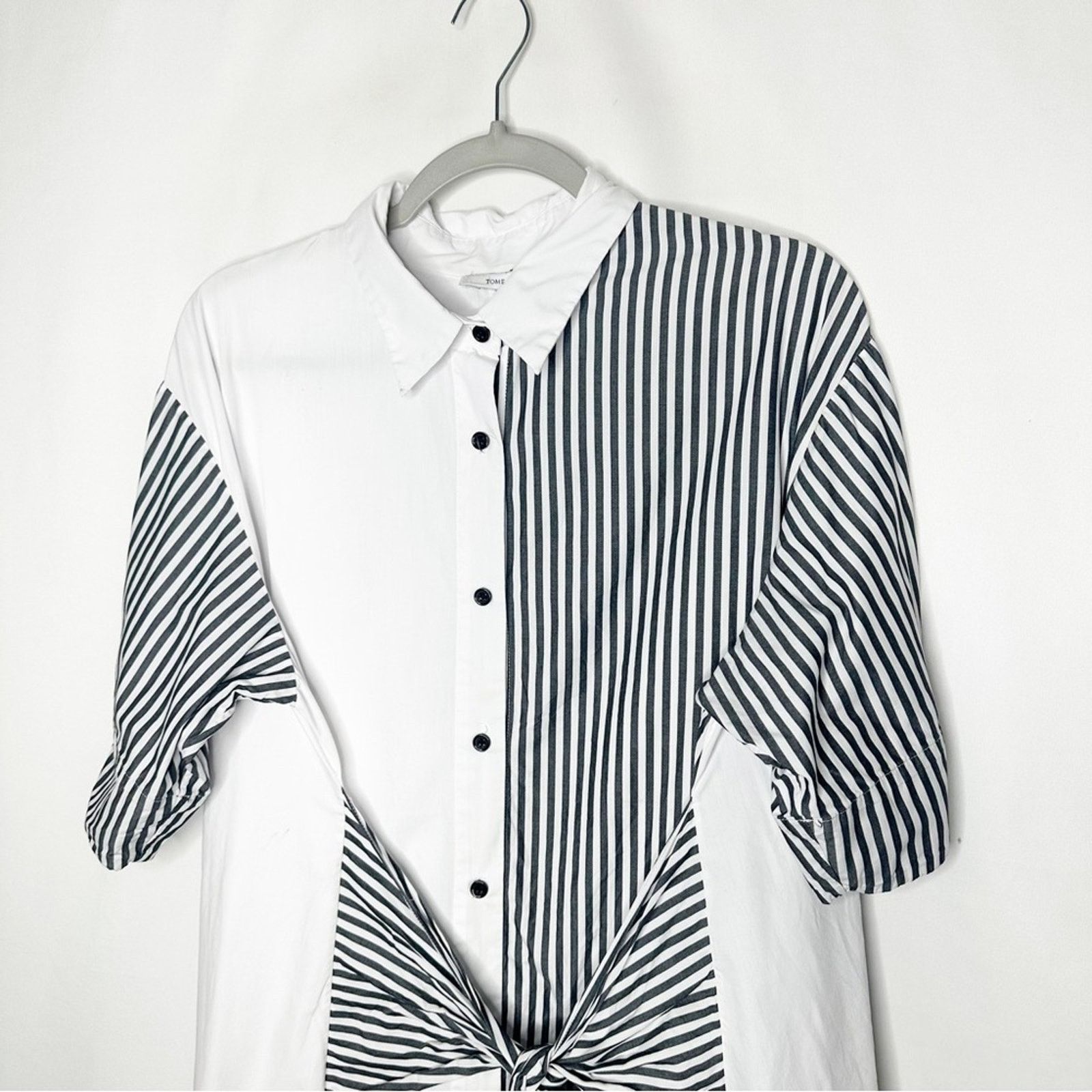 Other TOME Black White Striped Tie Front Shirt Dress in Size 6 Size M / US 6-8 / IT 42-44 - 4 Thumbnail