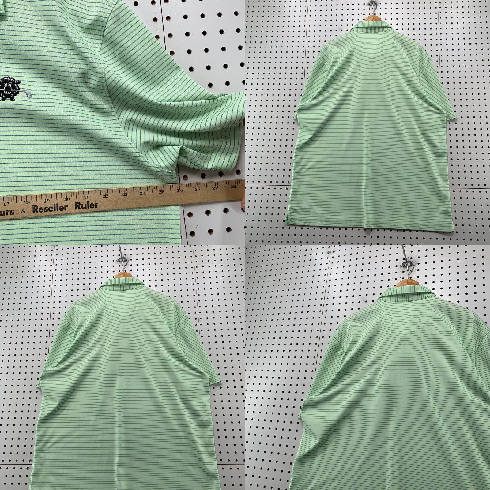 Vintage Greg Norman Black Sheep Golf Club Polo Shirt Mens 2XL Striped Mint Green Button Shirt Golf Polo Mens 2XL Green Striped Size US XXL / EU 58 / 5 - 8 Thumbnail