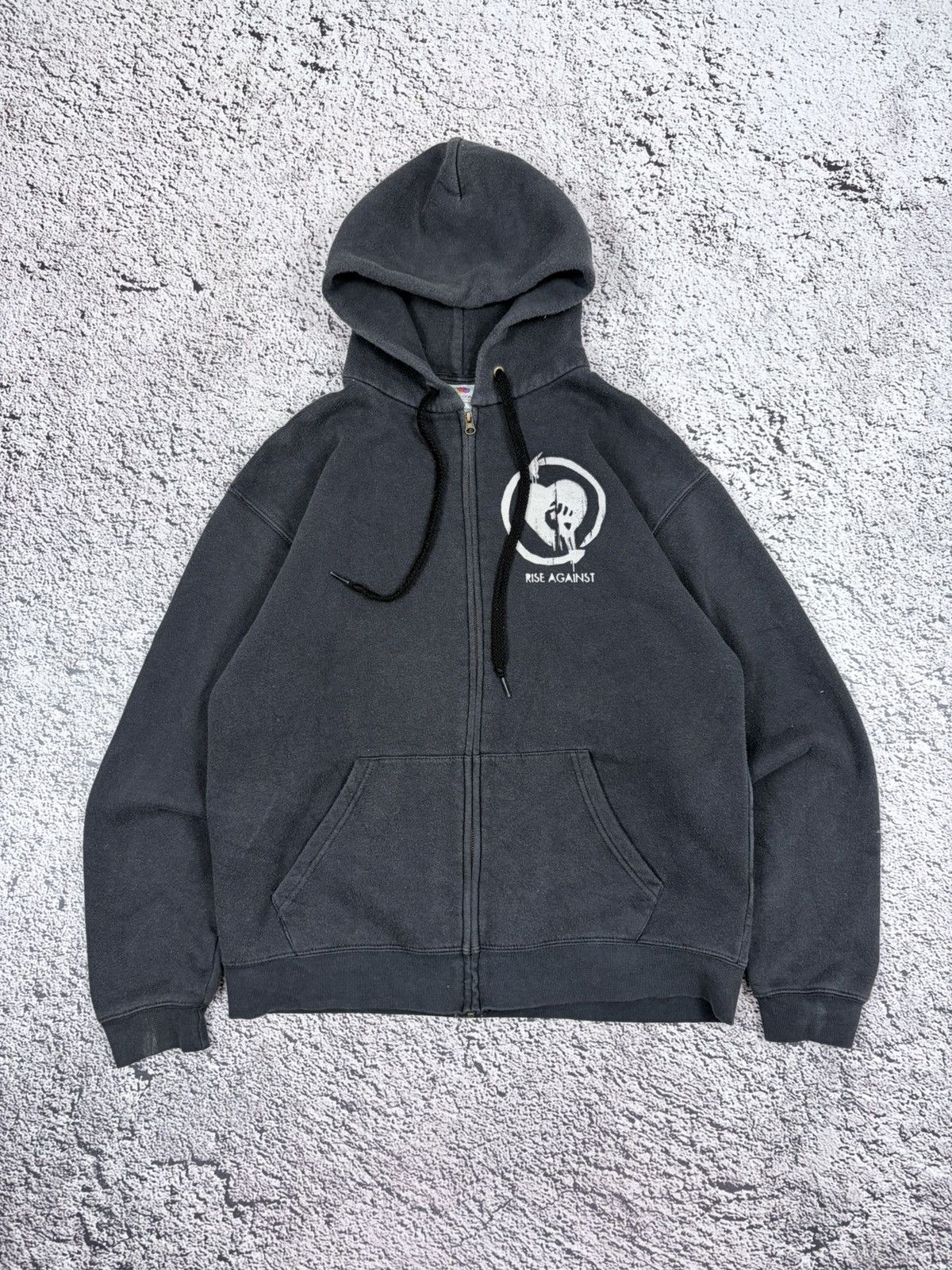 Band Tees Vintage Rise Against Faded Black Zip Up Hoodie Size M Size US M / EU 48-50 / 2 - 2 Thumbnail