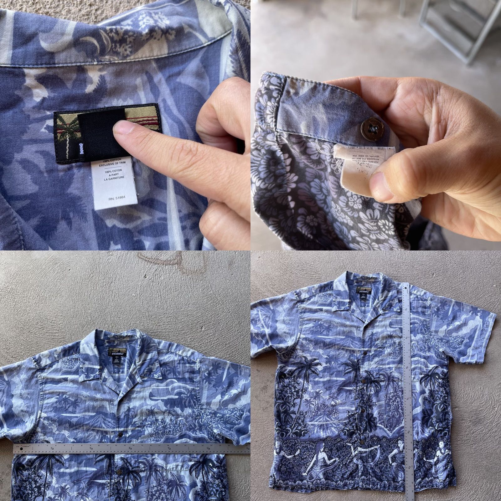 Patagonia VINTAGE Patagonia Shirt Mens Large Blue Button Up Pataloha Blue Loop Collar Hawaiian Floral Short Sleeve Cotton Button-Up Collared Beach Retro Size US L / EU 52-54 / 3 - 8 Thumbnail