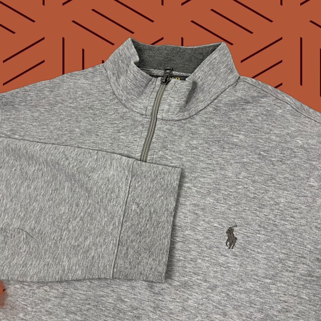 Polo Ralph Lauren VINTAGE Polo Ralph Lauren Sweater Mens XL Gray Quarter Zip Pullover Academia Jumper Prep Size US XL / EU 56 / 4 - 1 Thumbnail