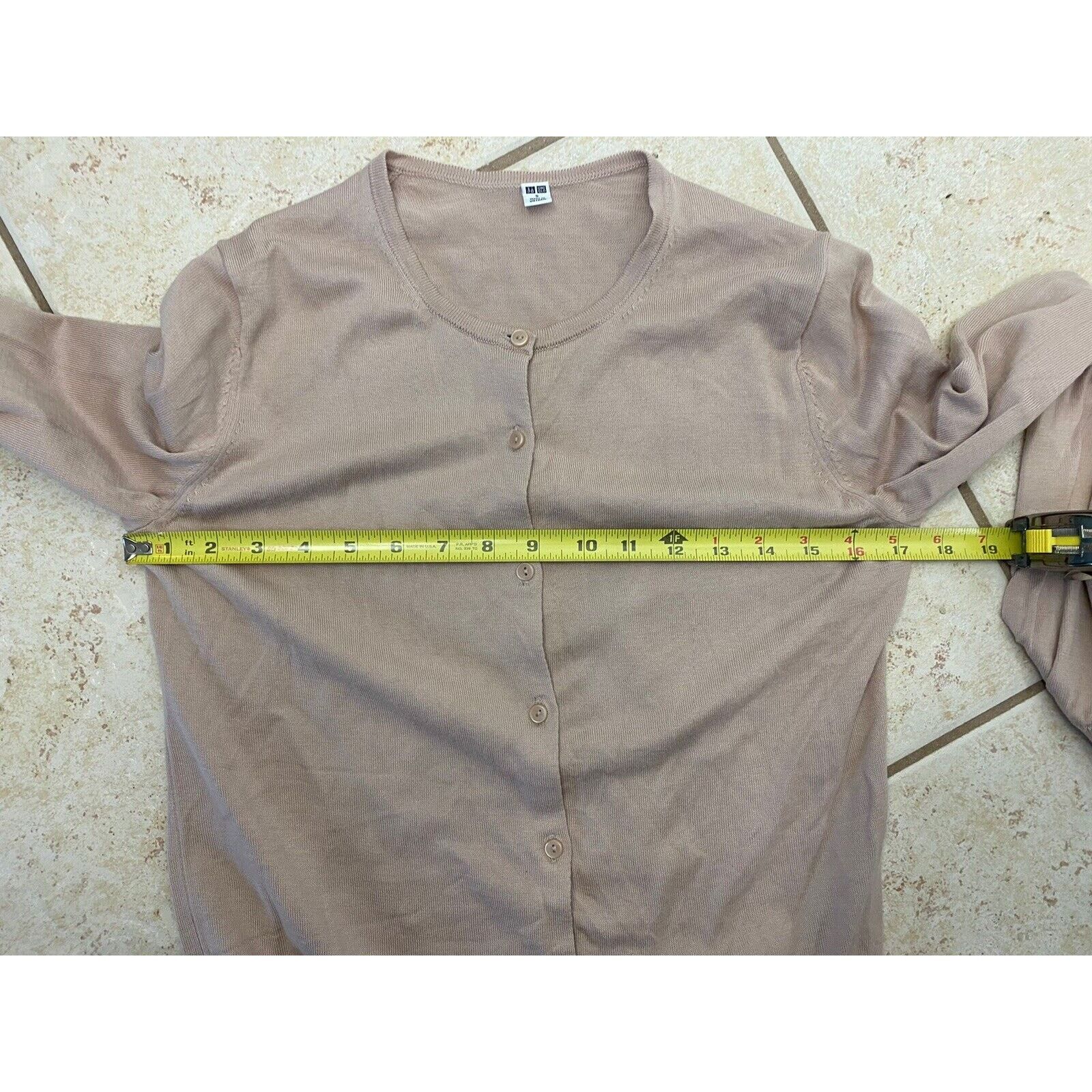Uniqlo Uniqlo Beige 100% Cotton Button Up Cardigan Sweater Size S / US 4 / IT 40 - 7 Thumbnail
