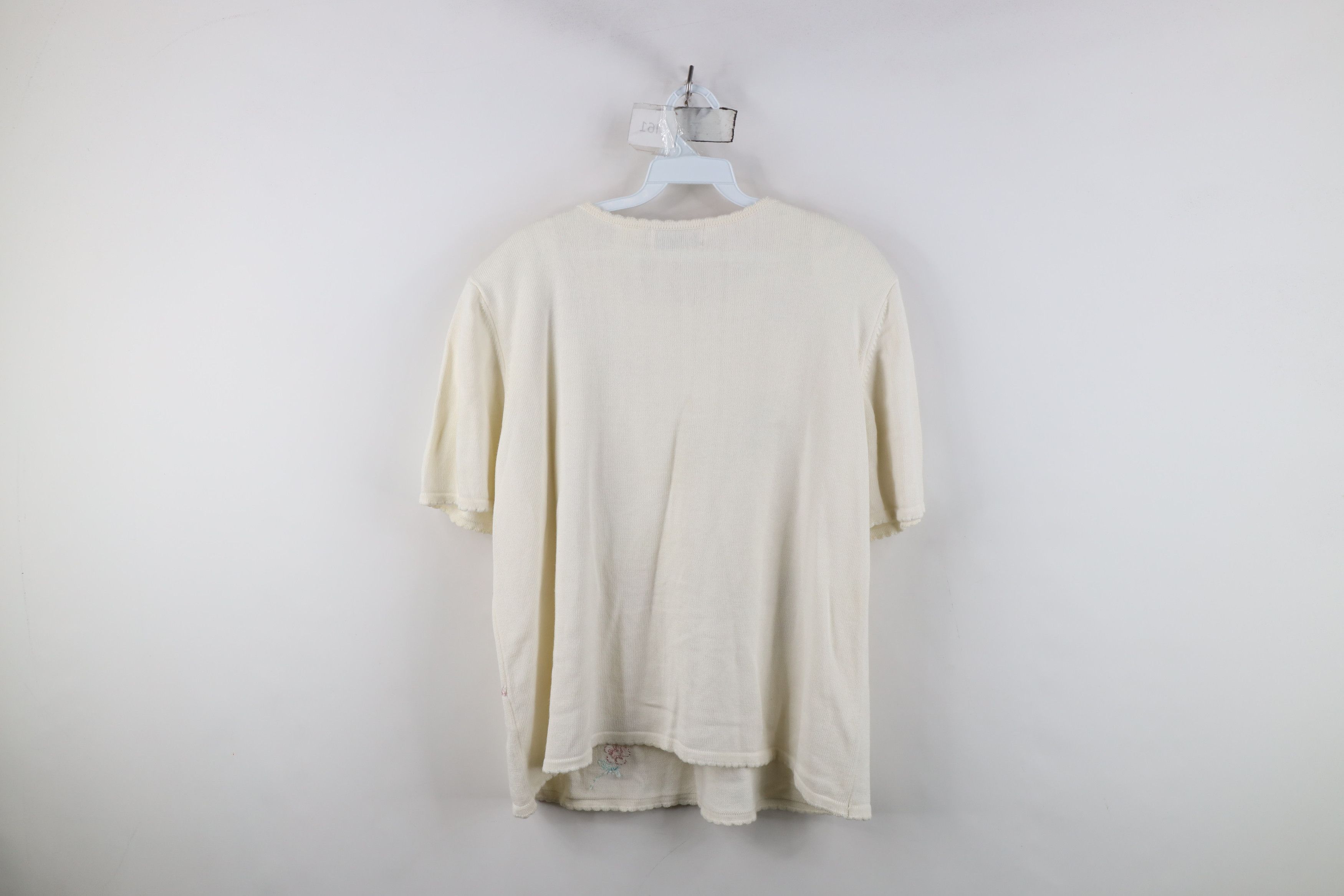 Vintage Vintage 90s Streetwear Flower Bowtie Knit Sweater White Size XL / US 12-14 / IT 48-50 - 11 Thumbnail